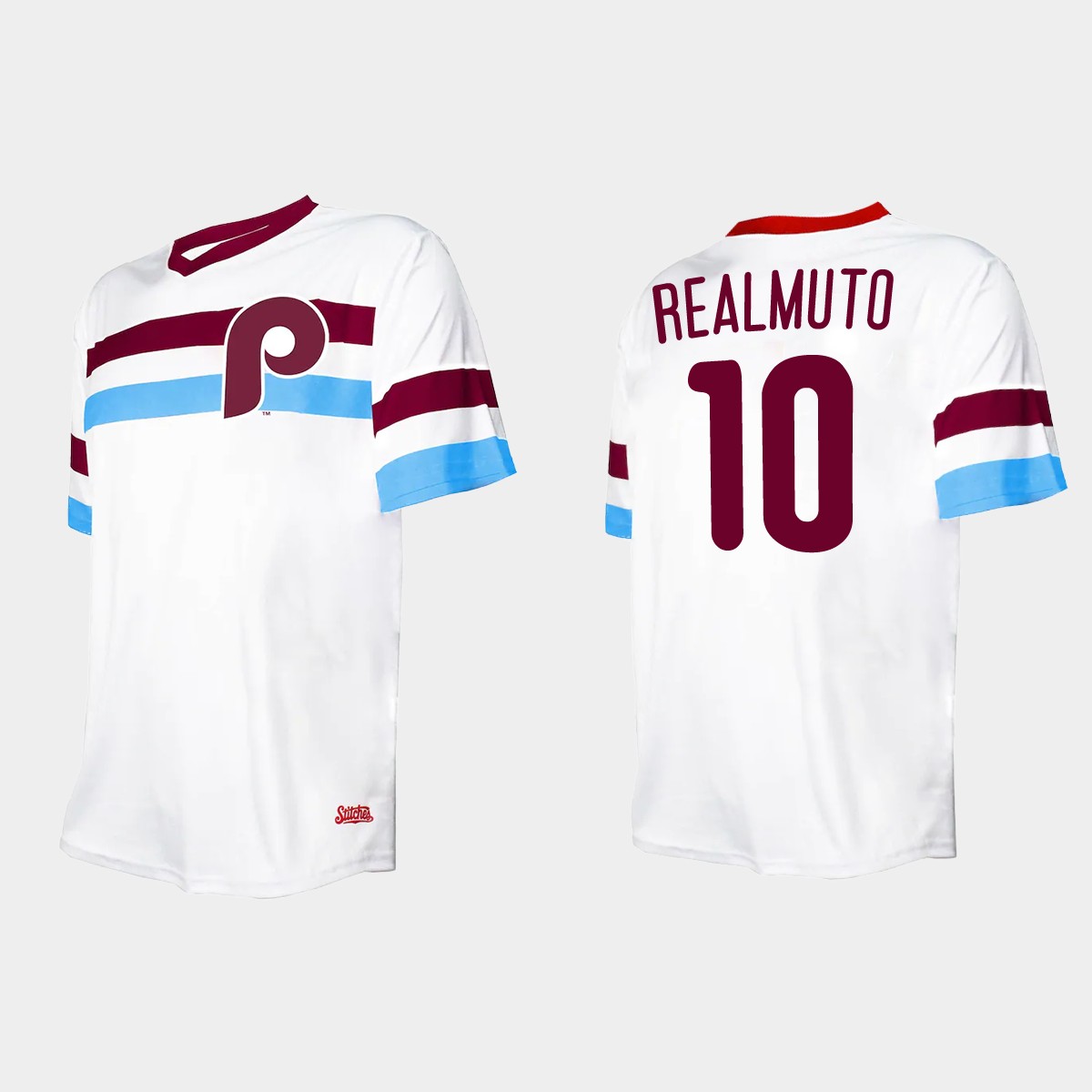 Men's J.T. Realmuto Philadelphia Phillies Cooperstown Collection V-Neck Jersey - White