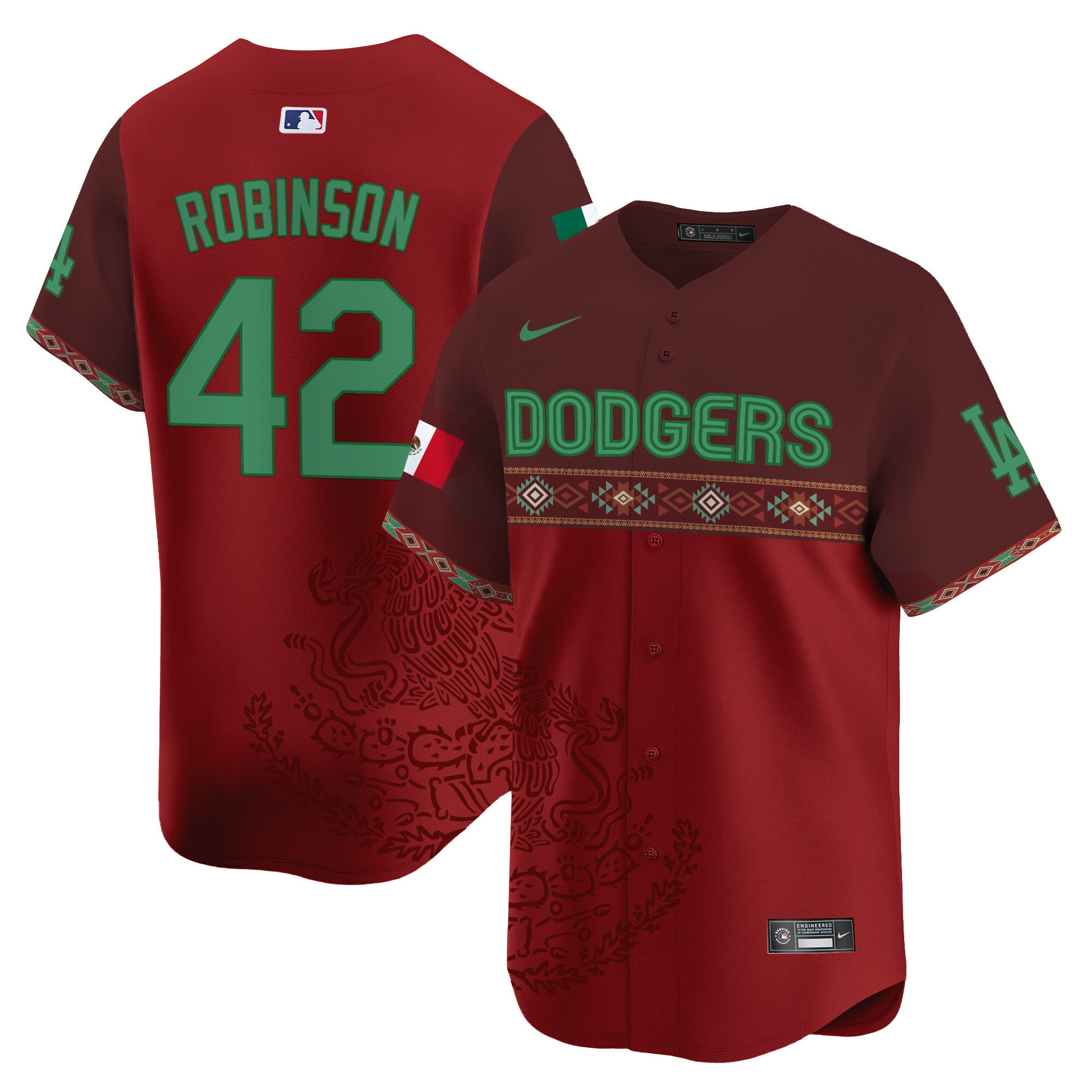 Men's Jackie Robinson Los Angeles Dodgers Mexico Vapor Premier Limited Red Jersey V3 - Printed