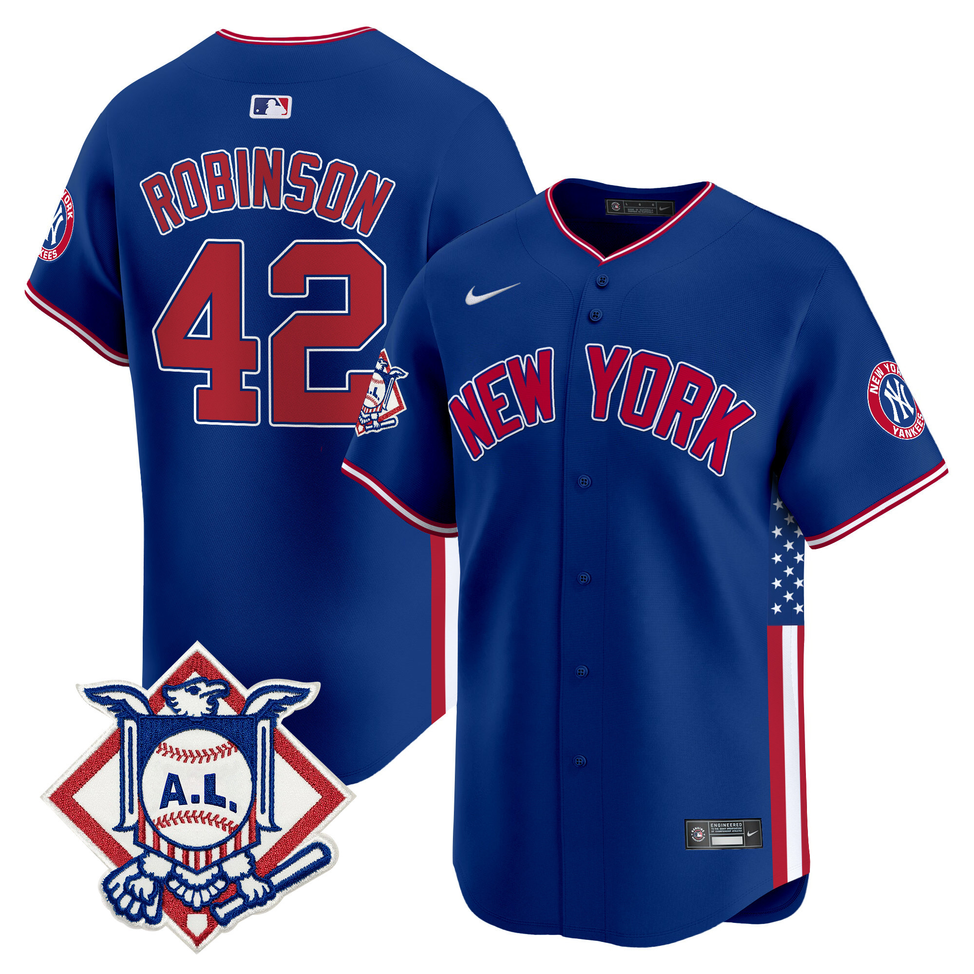 Men's Jackie Robinson New York Yankees 2024 Fourth of July Vapor Premier Limited Royal Jersey V8 - All Stitched