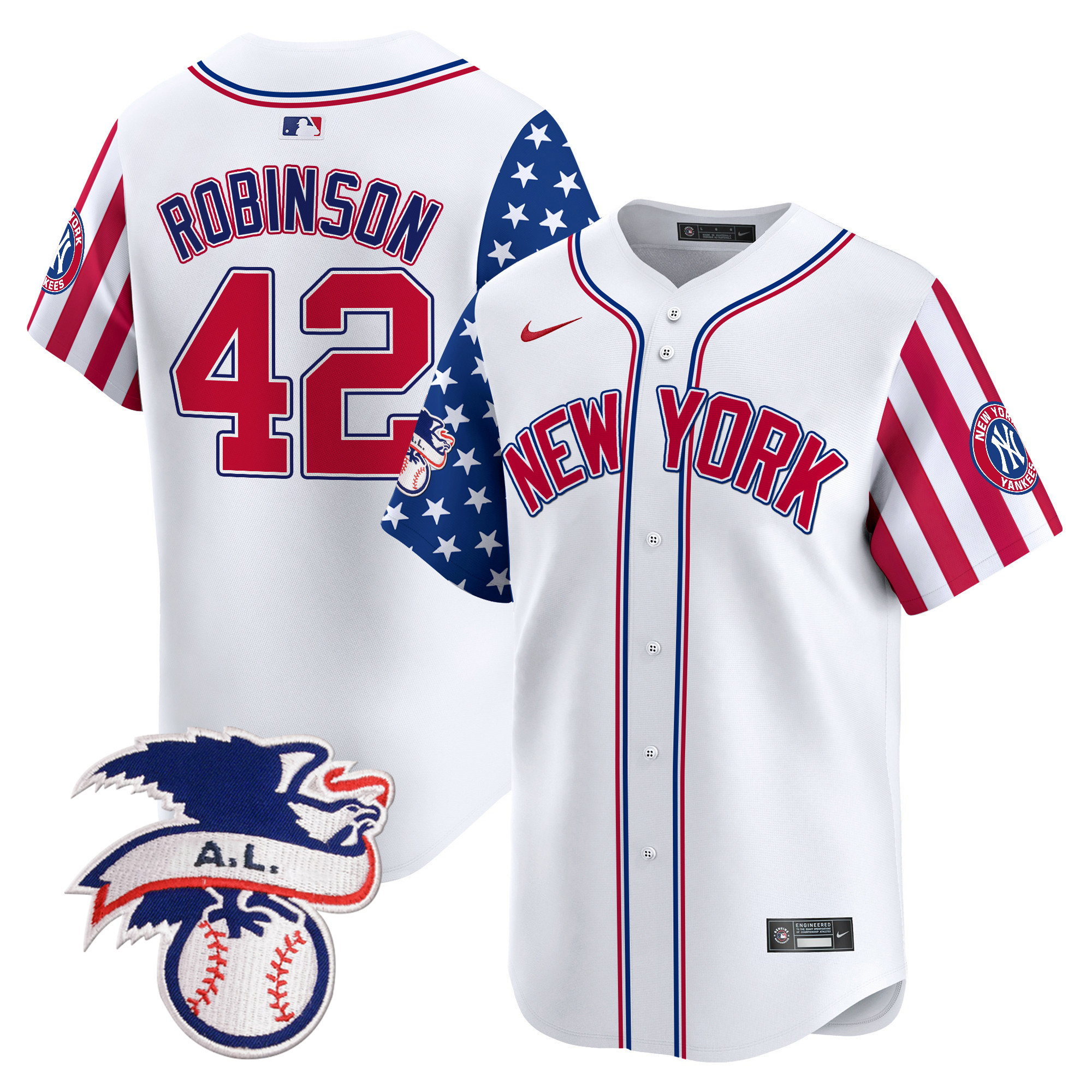 Men's Jackie Robinson New York Yankees 2024 Fourth of July Vapor Premier Limited White Jersey V6 - All Stitched