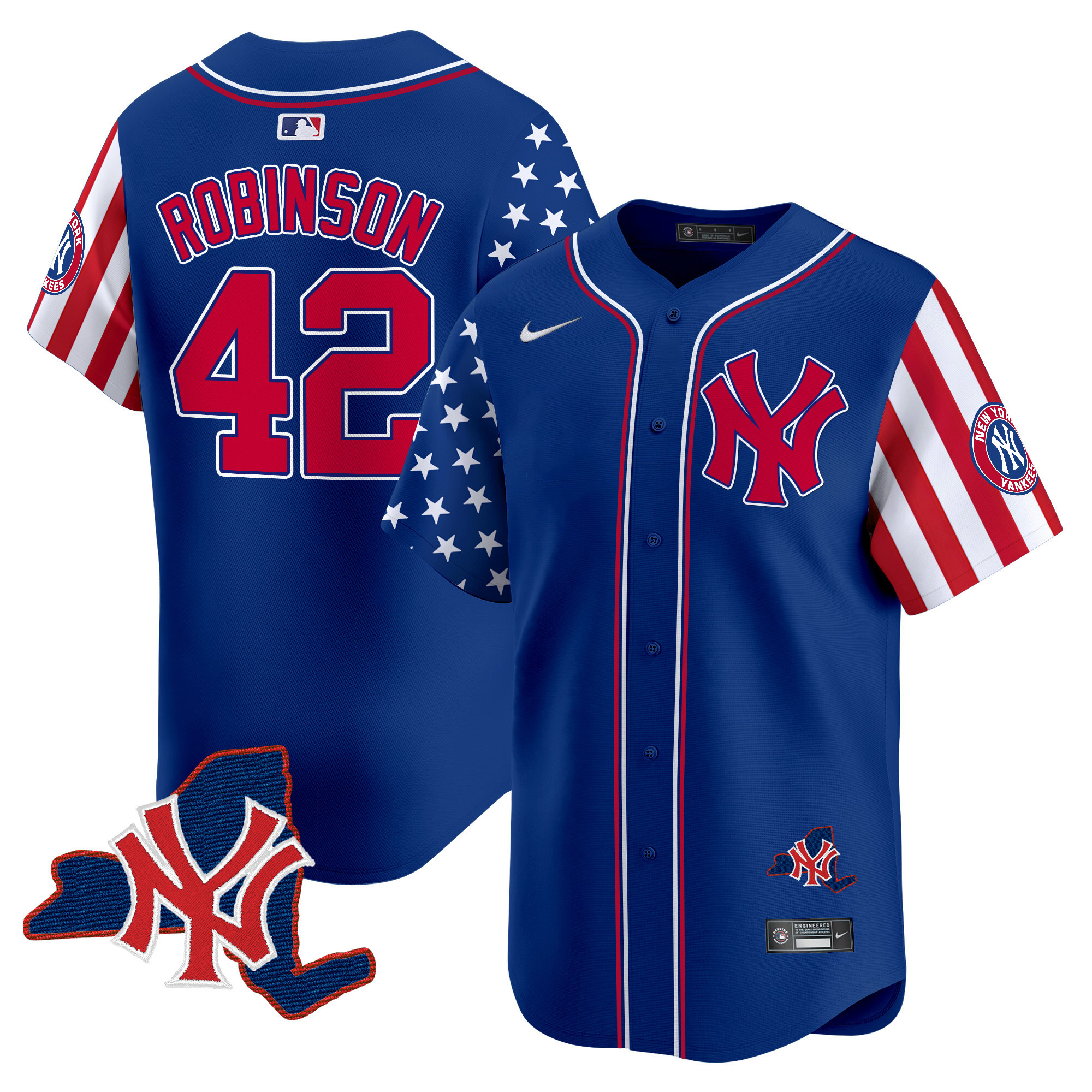 Men's Jackie Robinson New York Yankees 2024 Independence Day Vapor Premier Limited Royal Jersey V2 - All Stitched