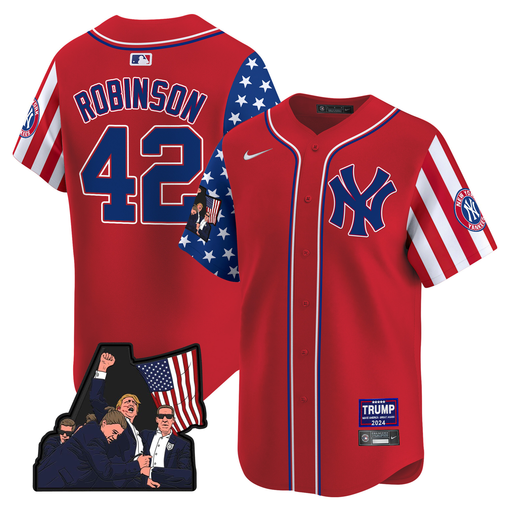 Men's Jackie Robinson New York Yankees Make American Great Again Vapor Premier Limited Red Jersey - All Stitched
