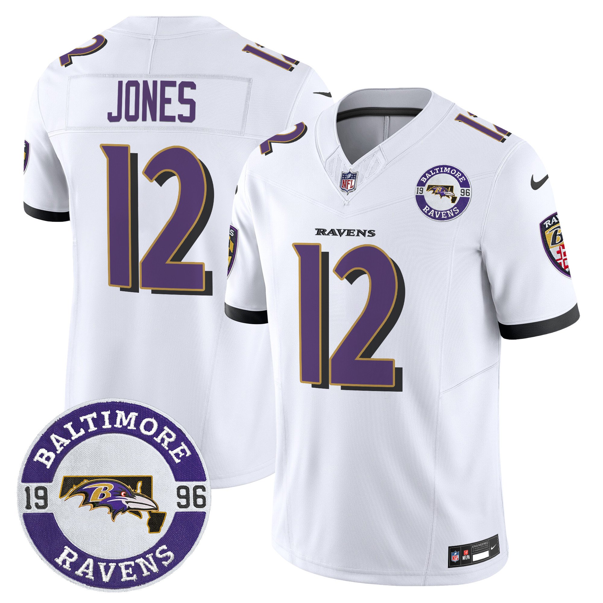 Men's Jacoby Jones Baltimore Ravens 2024 Vapor Limited White Jersey - All Stitched