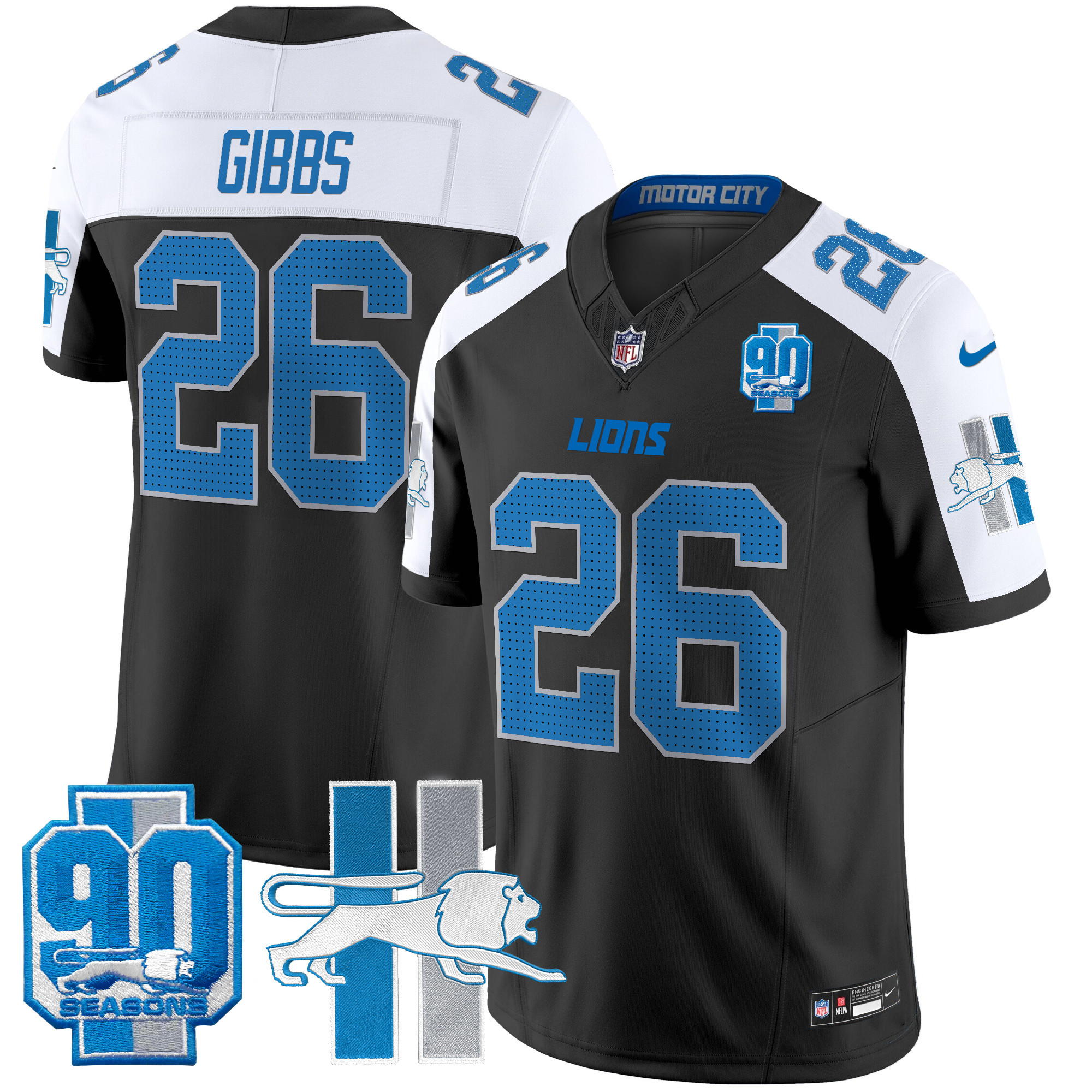 Men's Jahmyr Gibbs Detroit Lions 1946 Throwback Vapor Limited Black Alternate Jersey - All Stitched