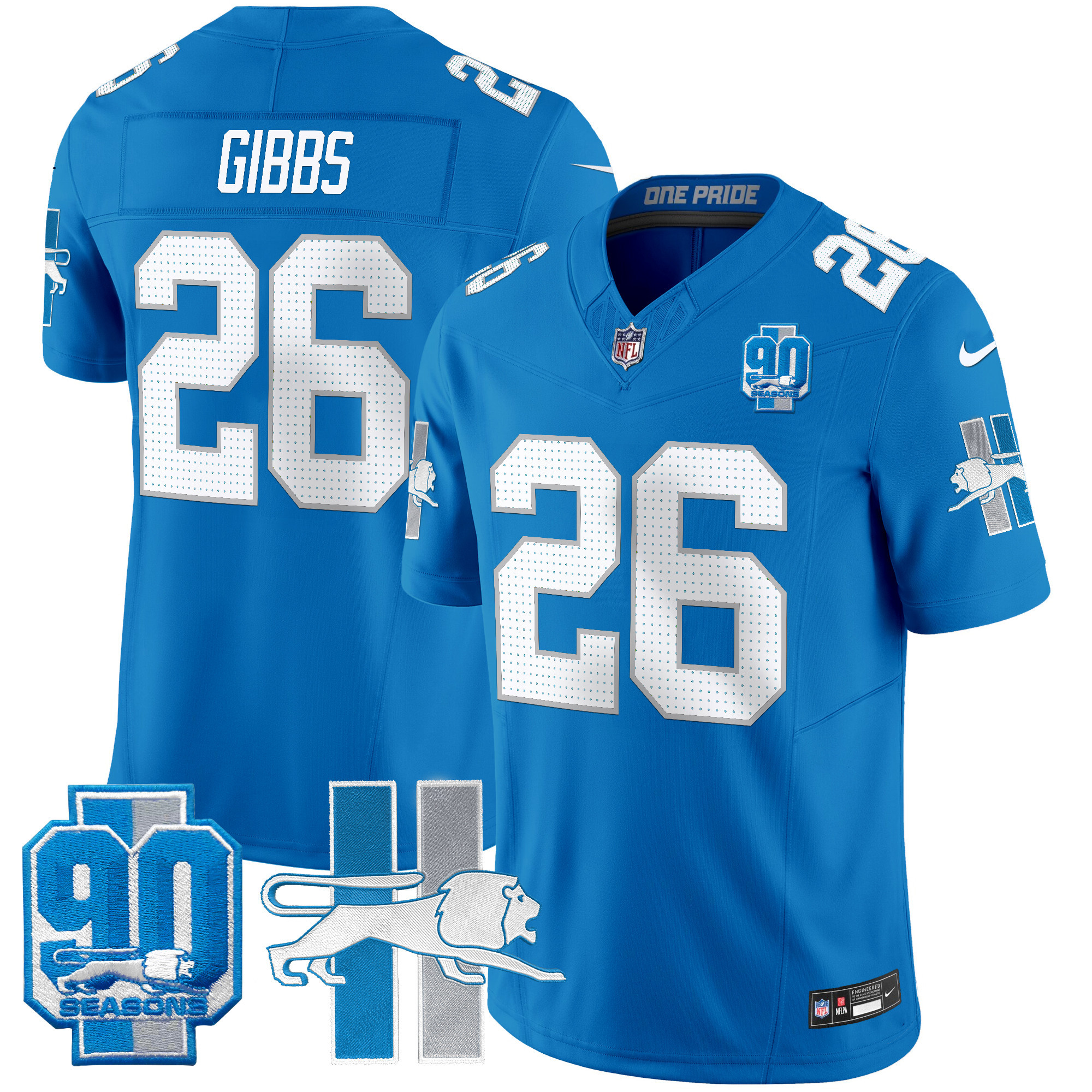 Men's Jahmyr Gibbs Detroit Lions 1946 Throwback Vapor Limited Blue Jersey - All Stitched