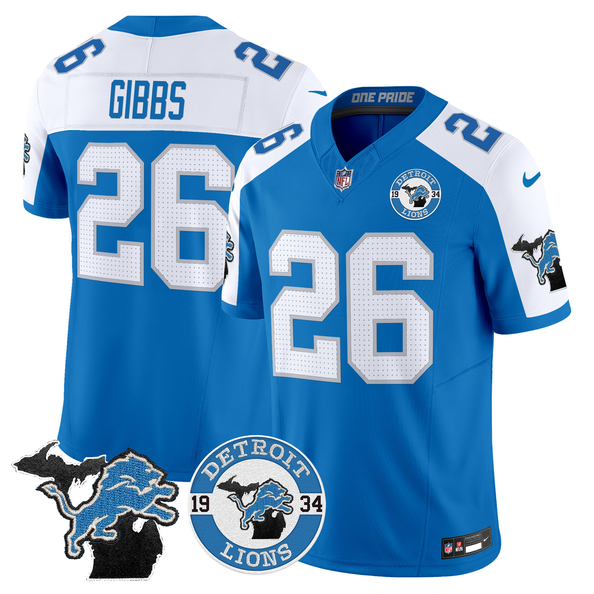 Men's Jahmyr Gibbs Detroit Lions 2024 Vapor Limited Blue Alternate Jersey - All Stitched