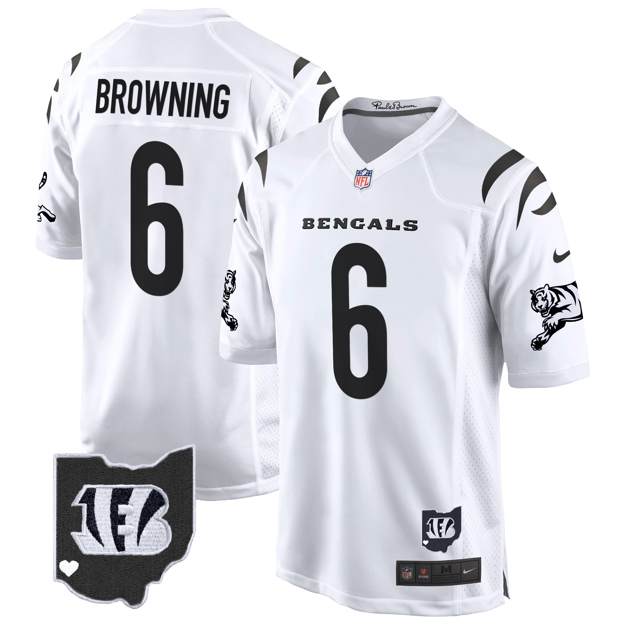 Men's Jake Browning Cincinnati Bengals 2024 Game White Limited Jersey - All Stitched