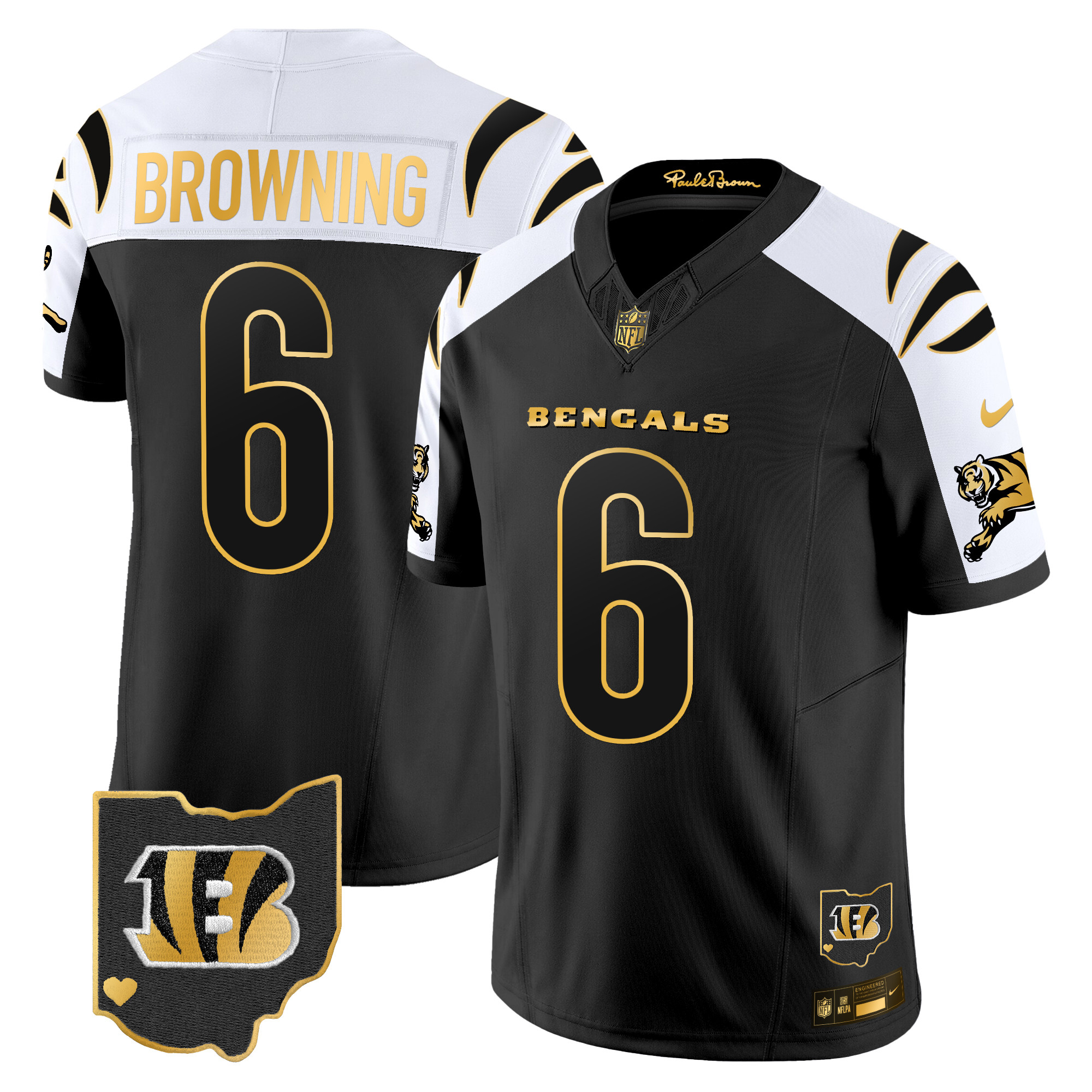 Men's Jake Browning Cincinnati Bengals 2024 Gold Vapor Limited Alternate Jersey - All Stitched