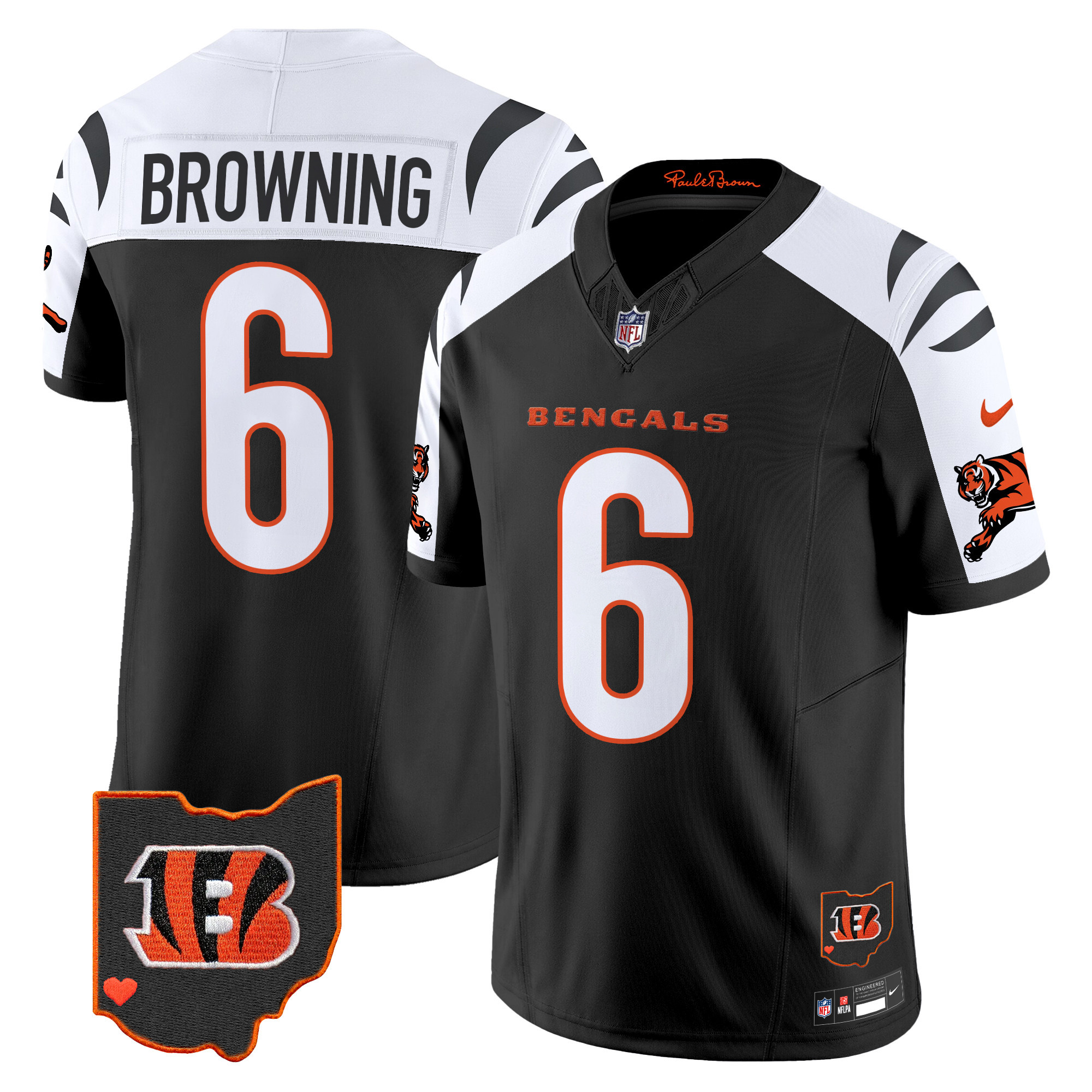 Men's Jake Browning Cincinnati Bengals 2024 Vapor Limited Alternate Jersey - All Stitched