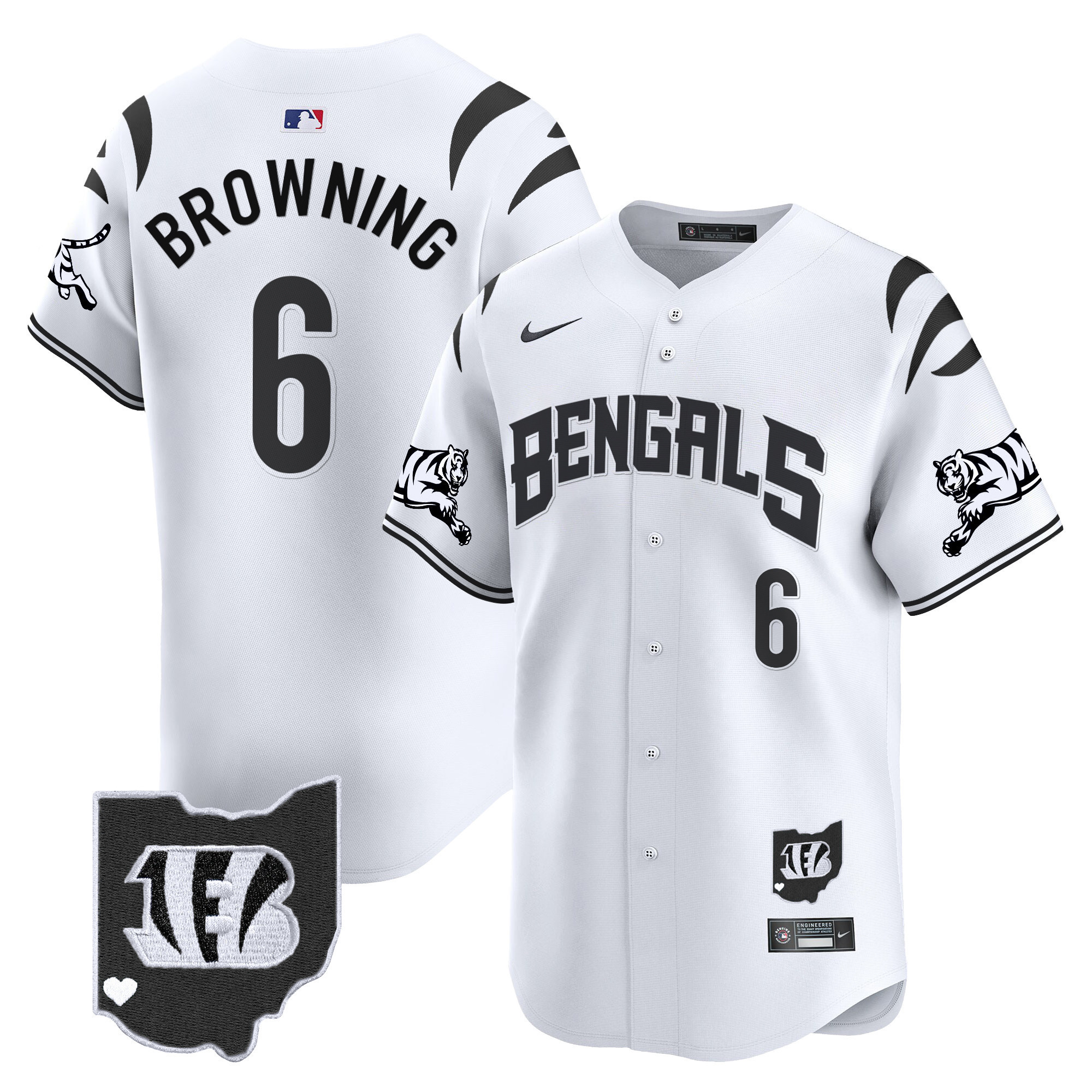 Men's Jake Browning Cincinnati Bengals Vapor Premier Limited White Limited Jersey - All Stitched