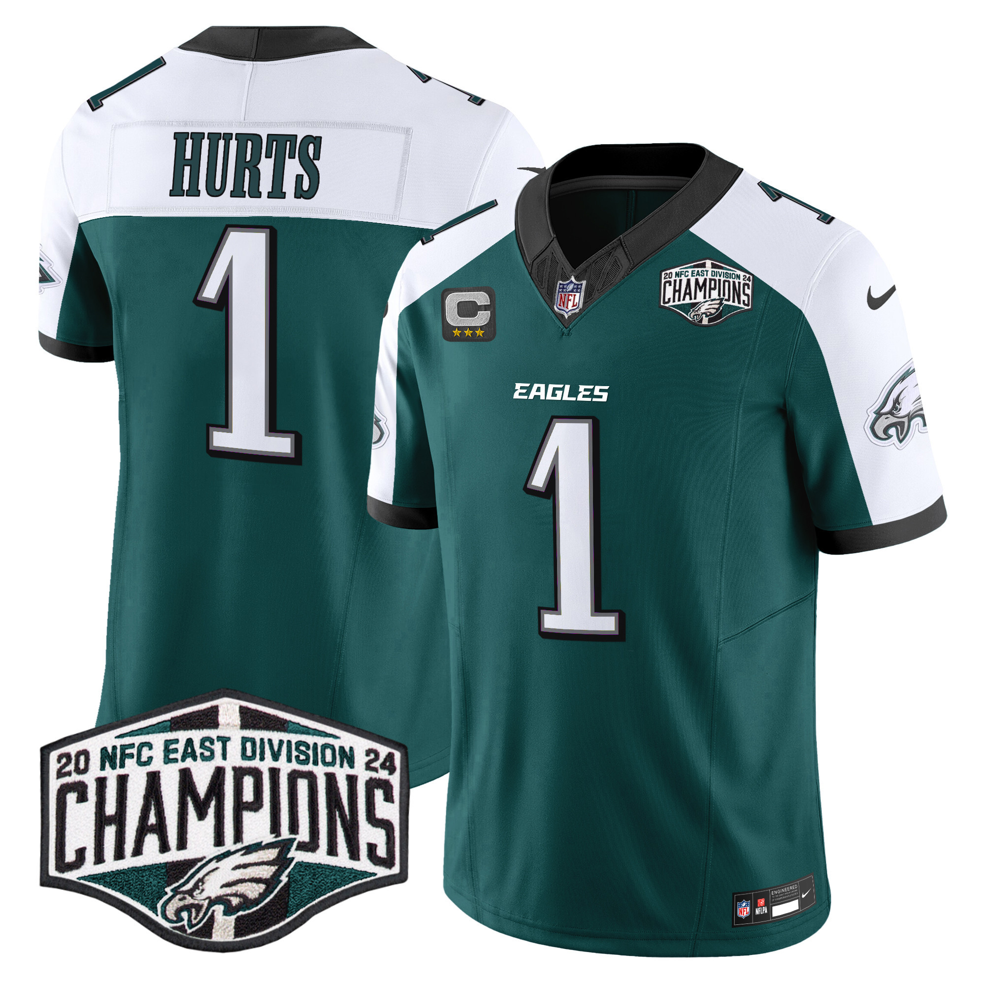 Men's Jalen Hurts Philadelphia Eagles 2024 NFC East Division Champions Vapor Limited Green Alternate Jersey - All Stitched