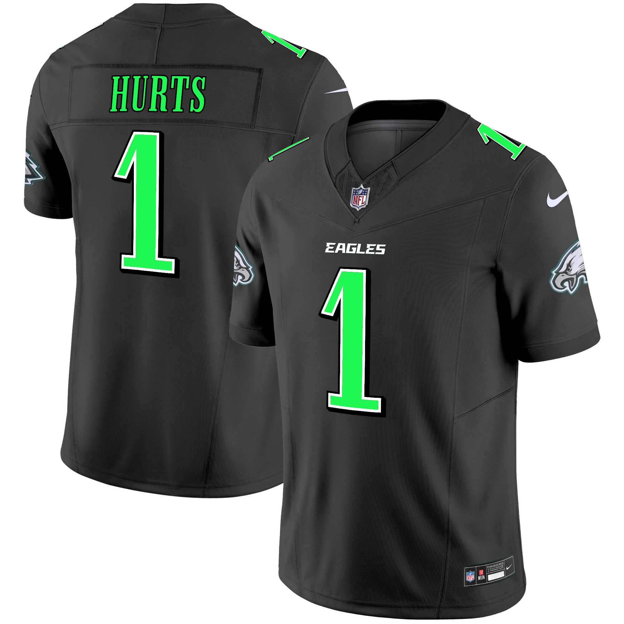 Men's Jalen Hurts Philadelphia Eagles 2024 Practice Vapor Limited Black Jersey - All Stitched