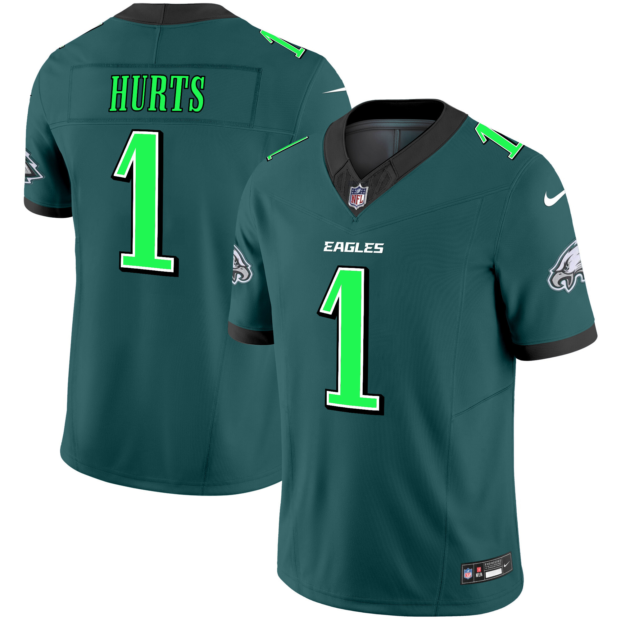 Men's Jalen Hurts Philadelphia Eagles 2024 Practice Vapor Limited Midnight Green Jersey - All Stitched