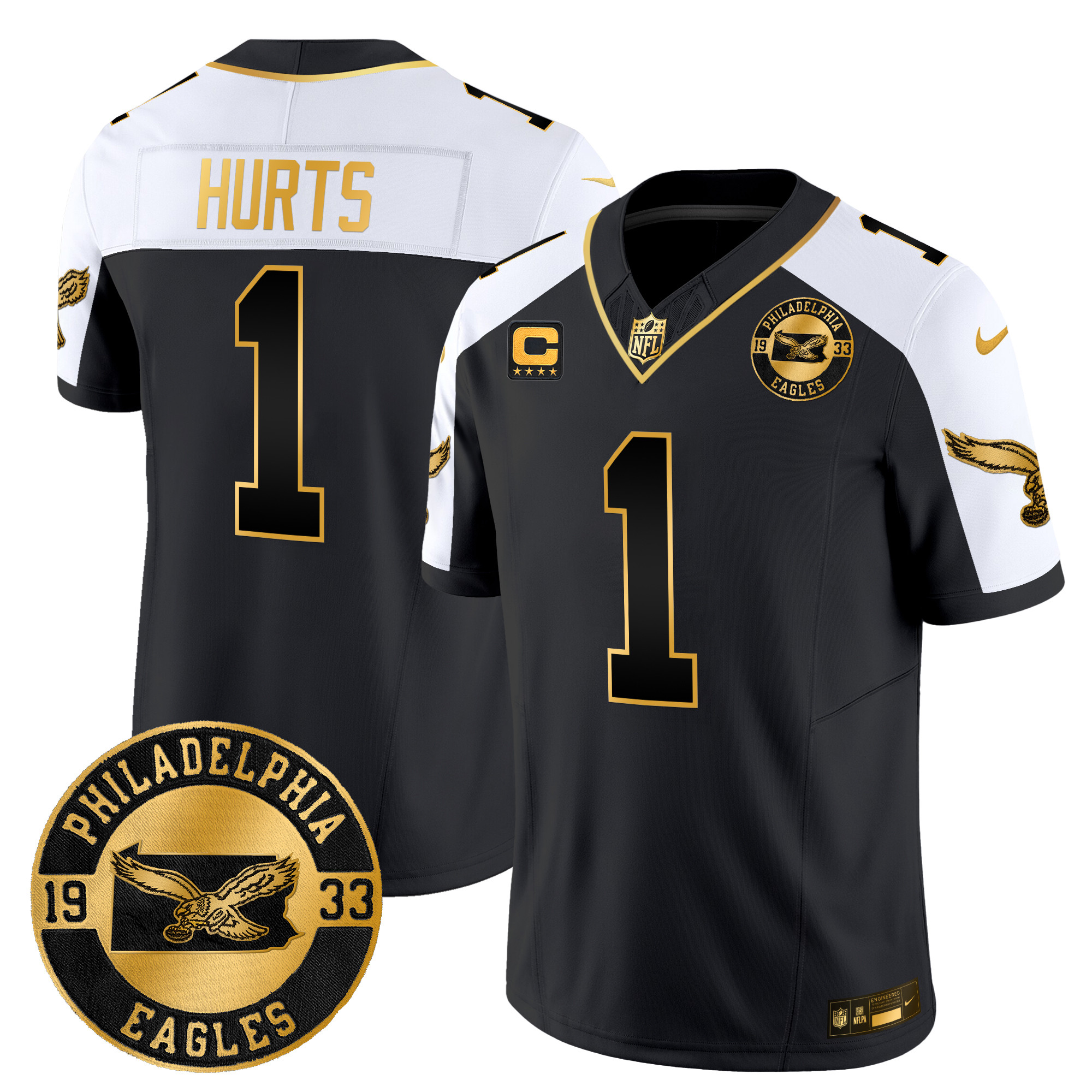 Men's Jalen Hurts Philadelphia Eagles 2024 Throwback Gold Vapor Limited Alternate Jersey - All Stitched