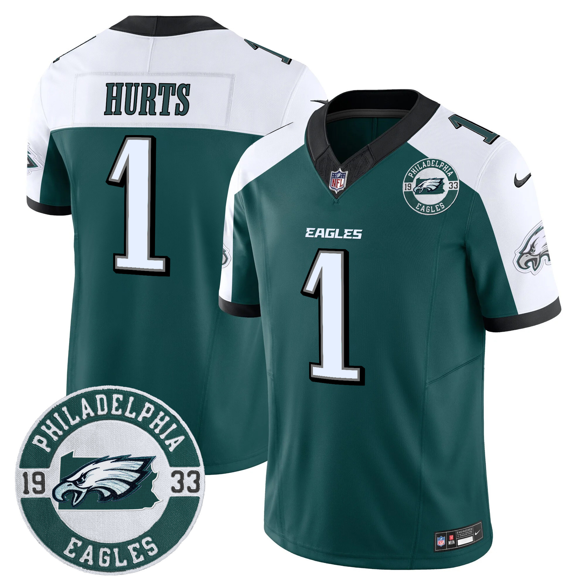 Men's Jalen Hurts Philadelphia Eagles 2024 Vapor Limited Alternate Jersey - All Stitched