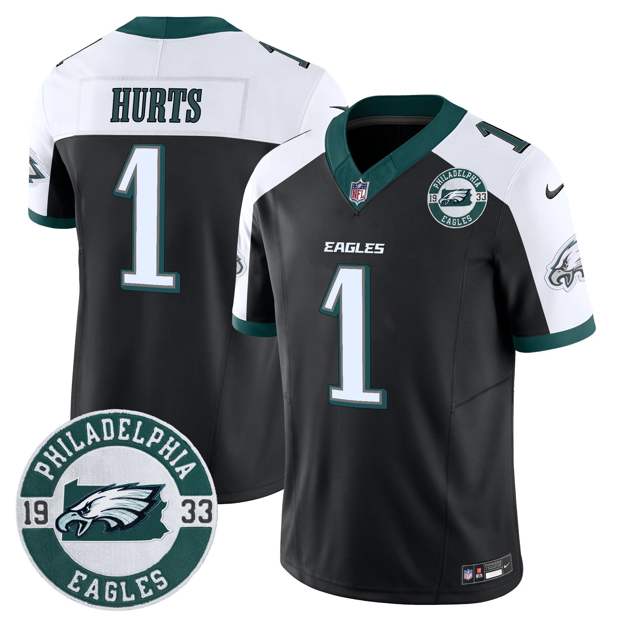 Men's Jalen Hurts Philadelphia Eagles 2024 Vapor Limited Black Alternate Jersey - All Stitched