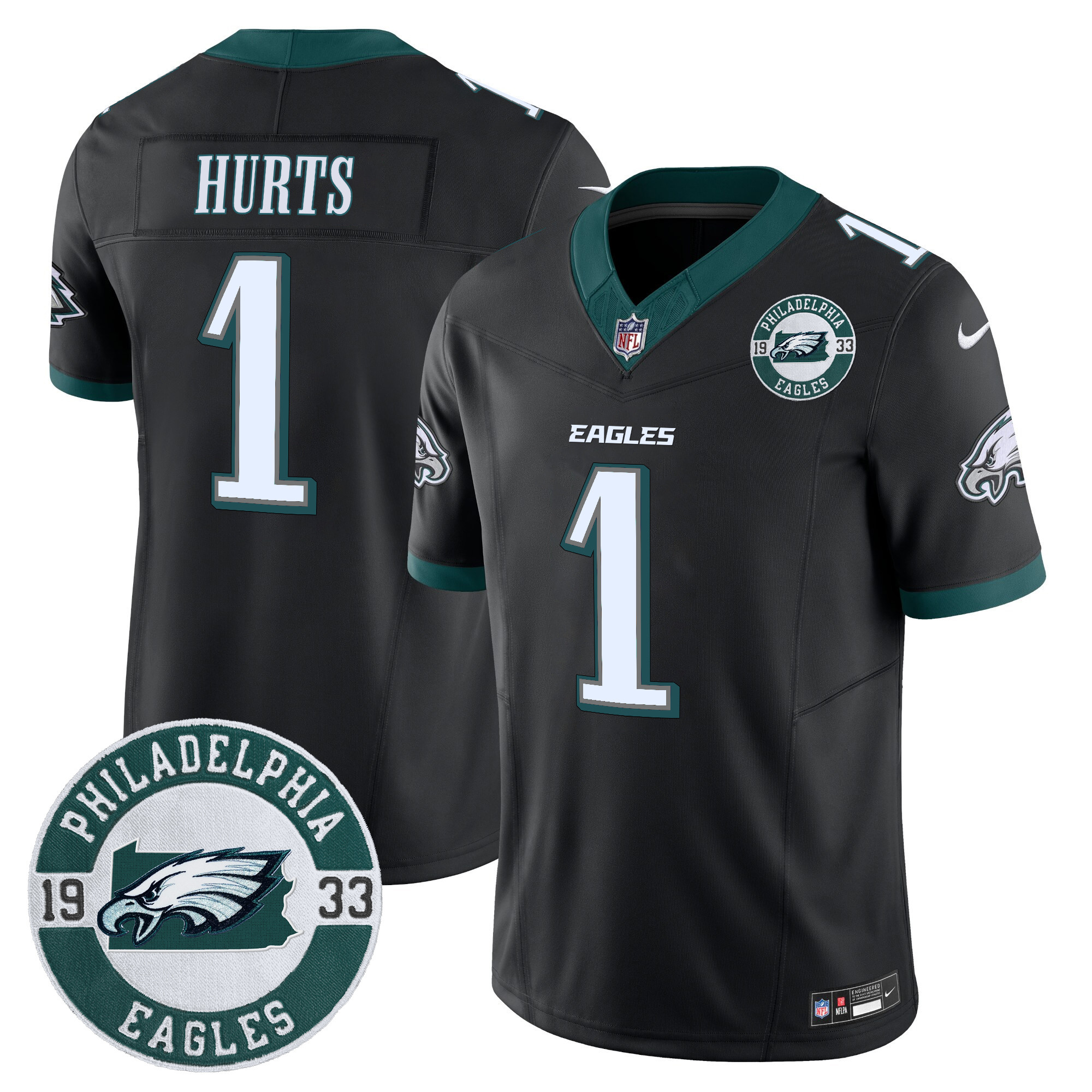 Men's Jalen Hurts Philadelphia Eagles 2024 Vapor Limited Black Jersey - All Stitched