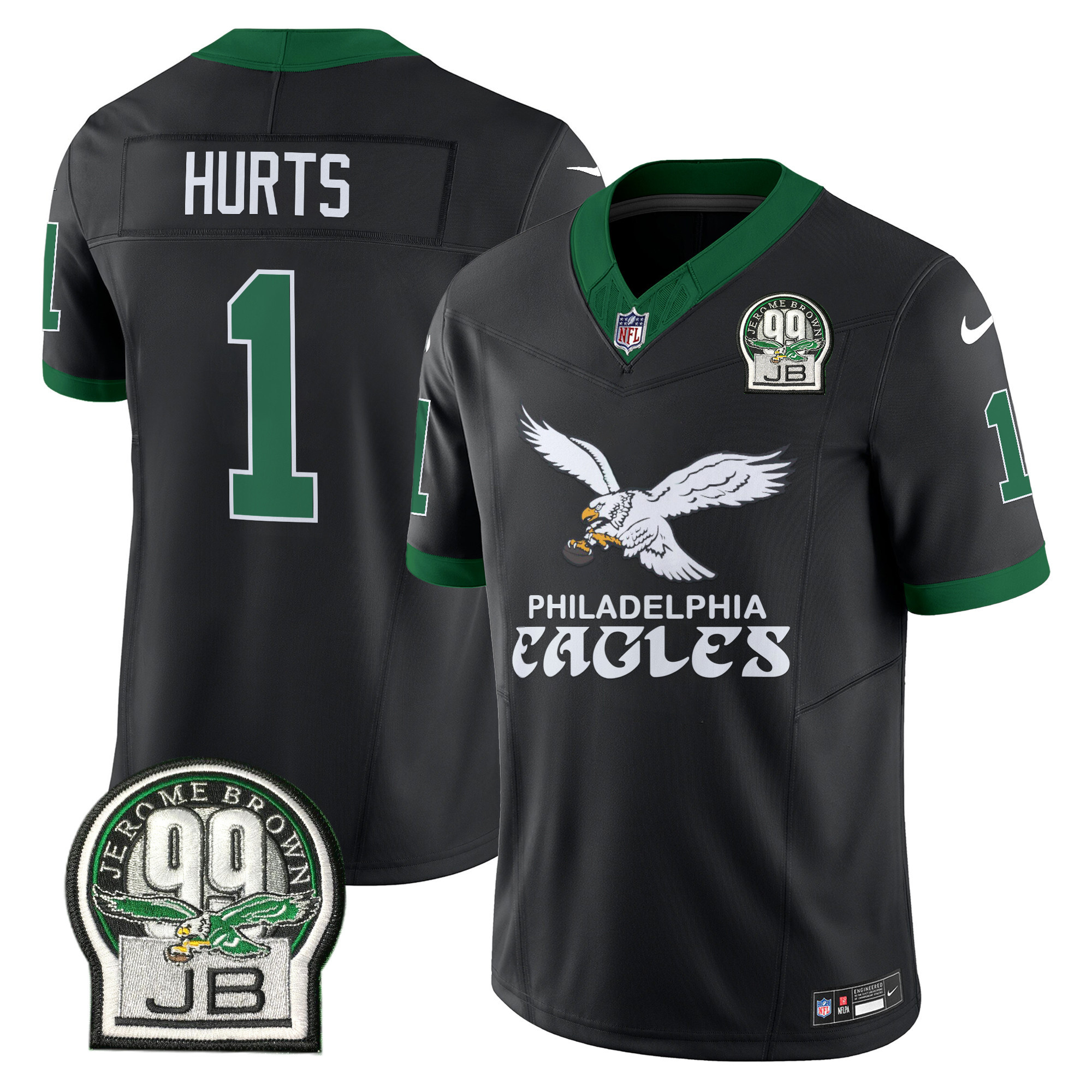 Men's Jalen Hurts Philadelphia Eagles Kelly Green Vapor Limited Black Jersey V5 - All Stitched