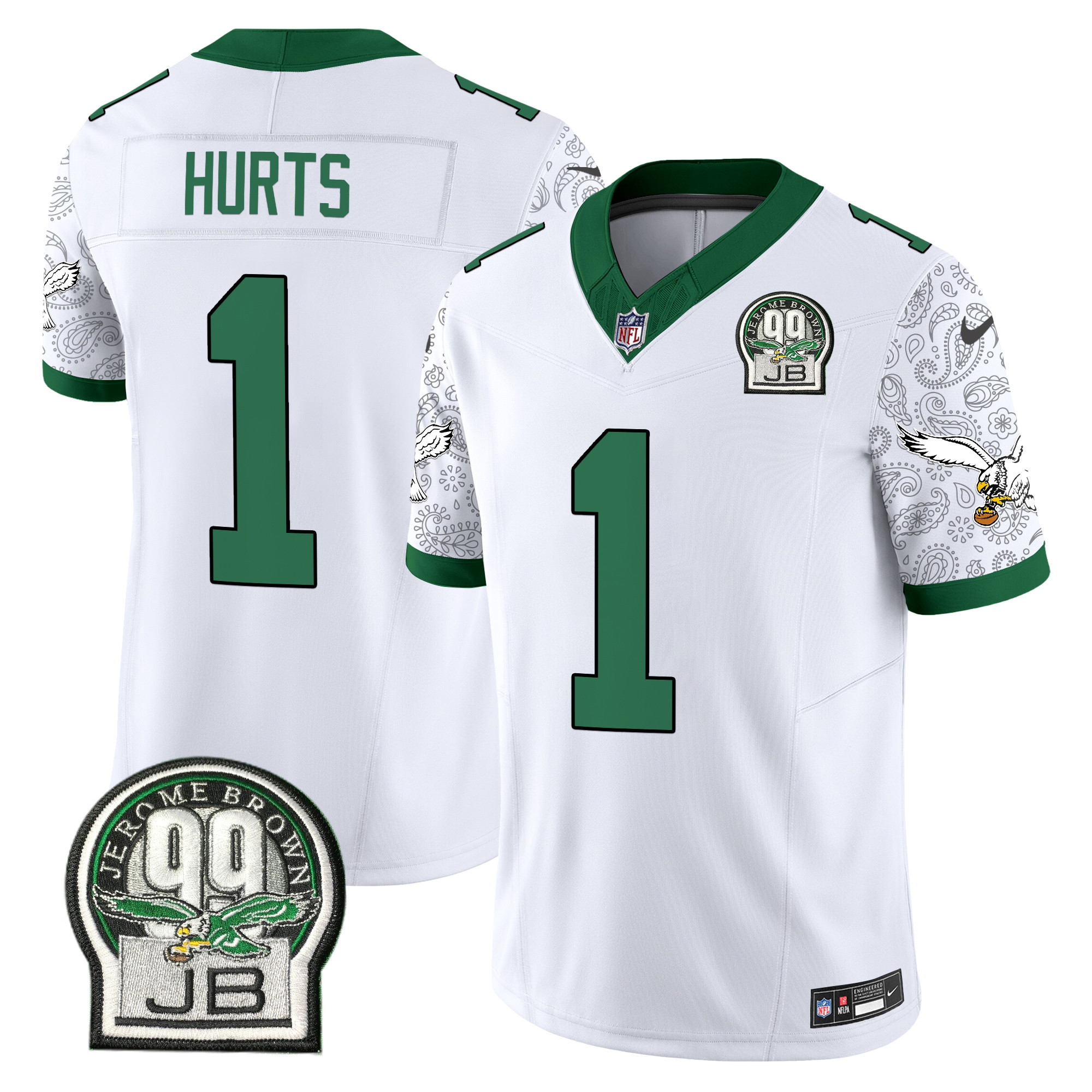 Men's Jalen Hurts Philadelphia Eagles Kelly Green Vapor Limited Kelly White Jersey V4 - All Stitched