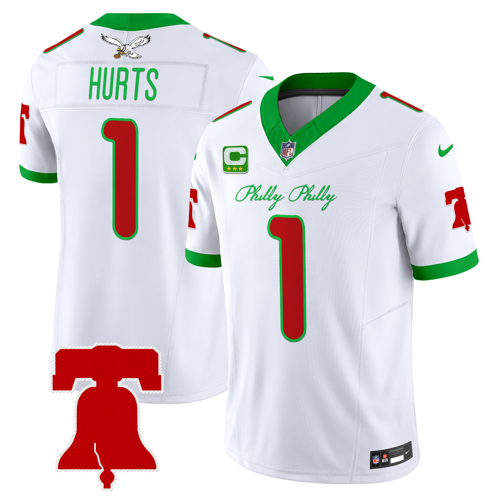 Men's Jalen Hurts Philadelphia Eagles Philly Phanatic Style Vapor Limited Kelly White Jersey - All Stitched