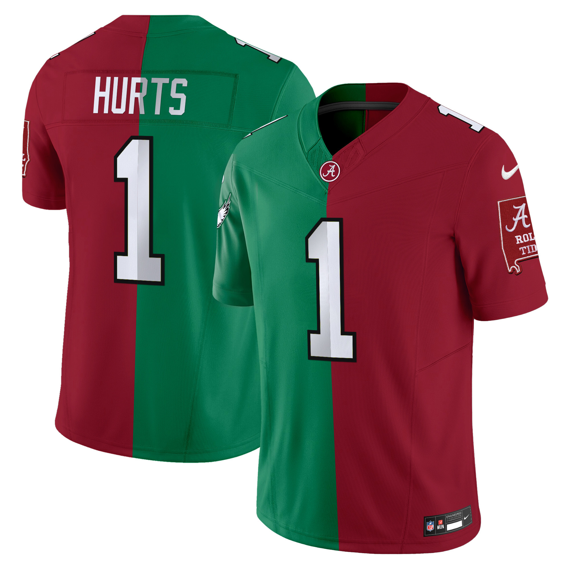 Men's Jalen Hurts Split Philadelphia Eagles & College Football Vapor Limited Jersey - All Stitched