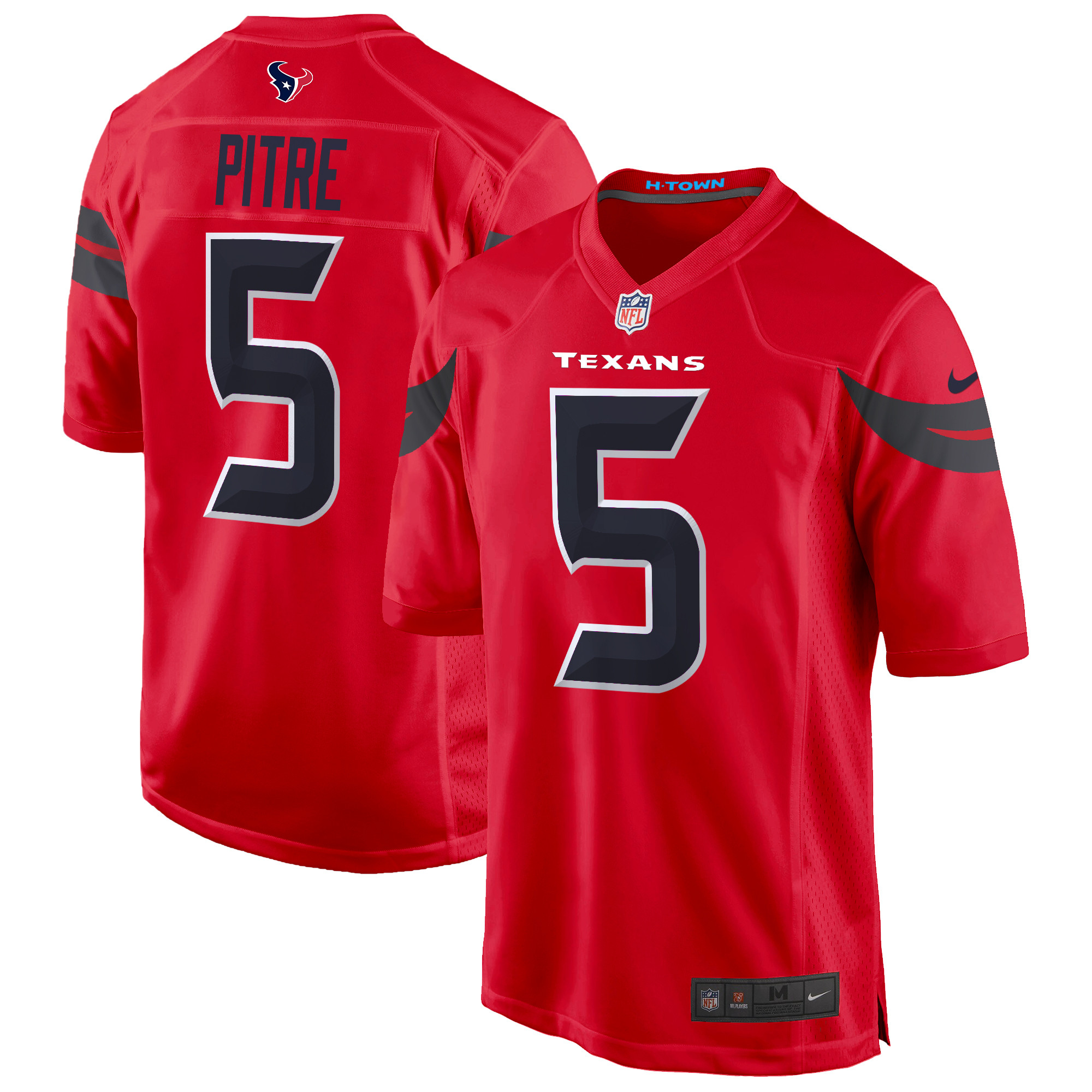 Men's Jalen Pitre Houston Texans 2024 Game Red Jersey - All Stitched