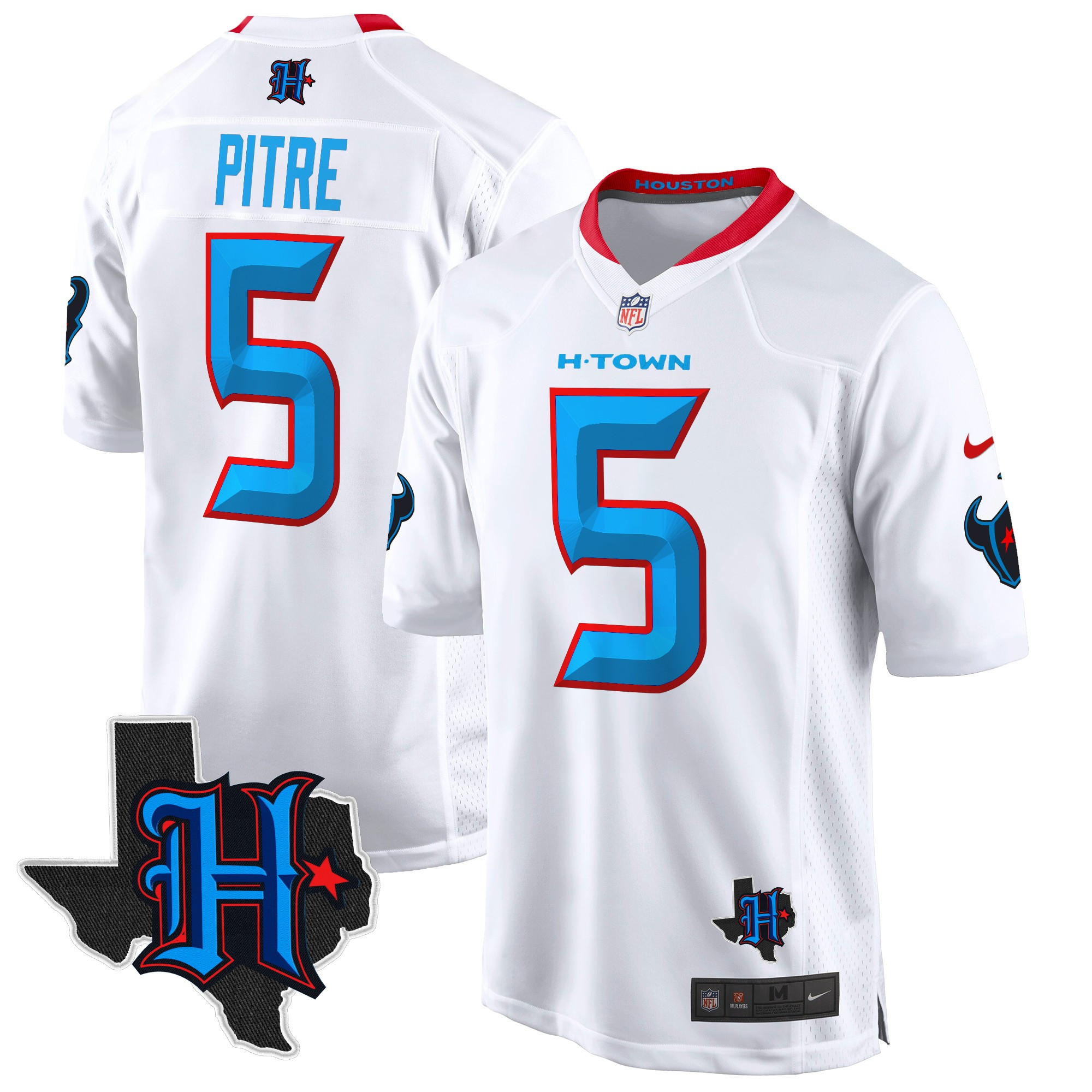 Men's Jalen Pitre Houston Texans 2024 Texas Patch Game White Jersey - All Stitched
