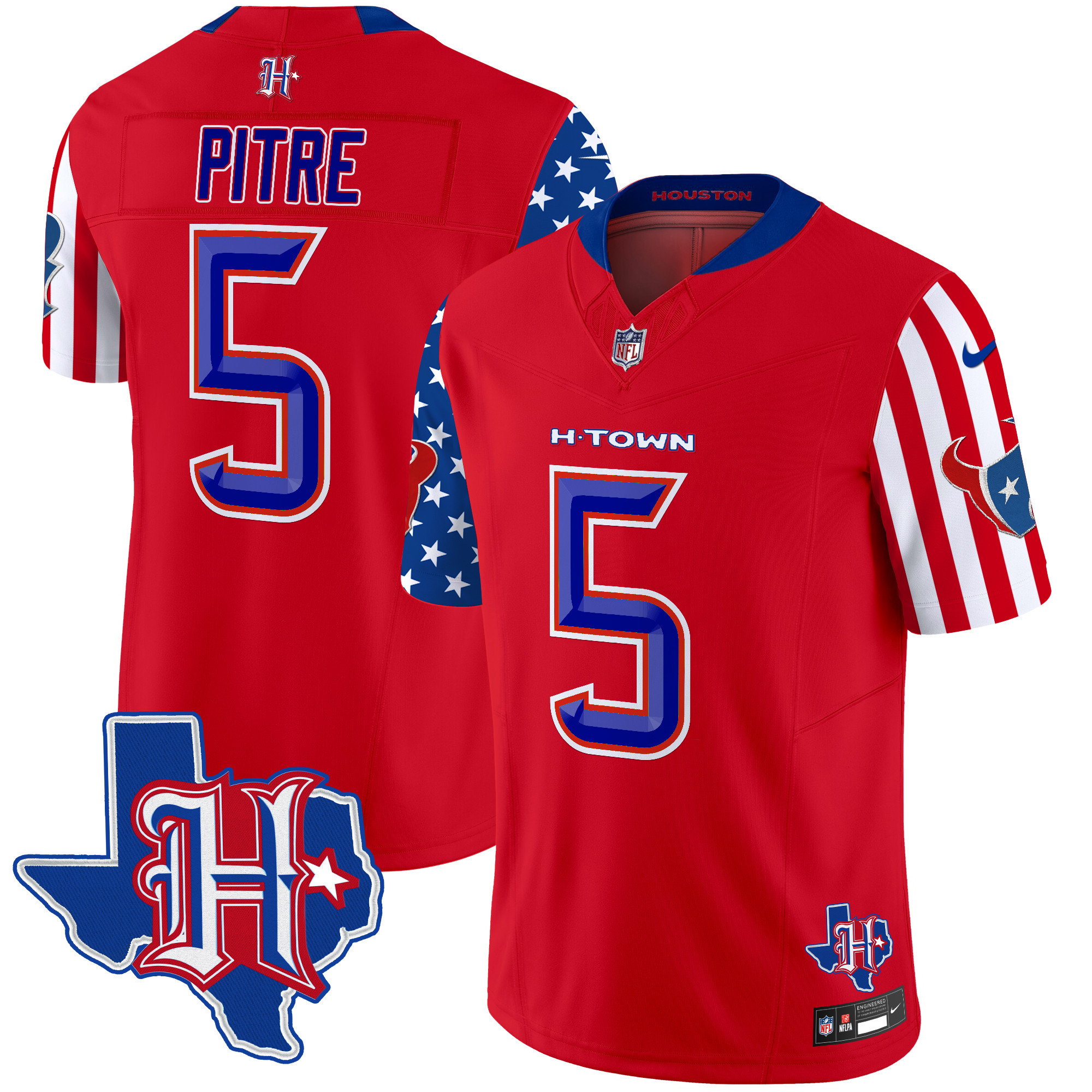 Men's Jalen Pitre Houston Texans American Style Vapor Limited Red Jersey - All Stitched
