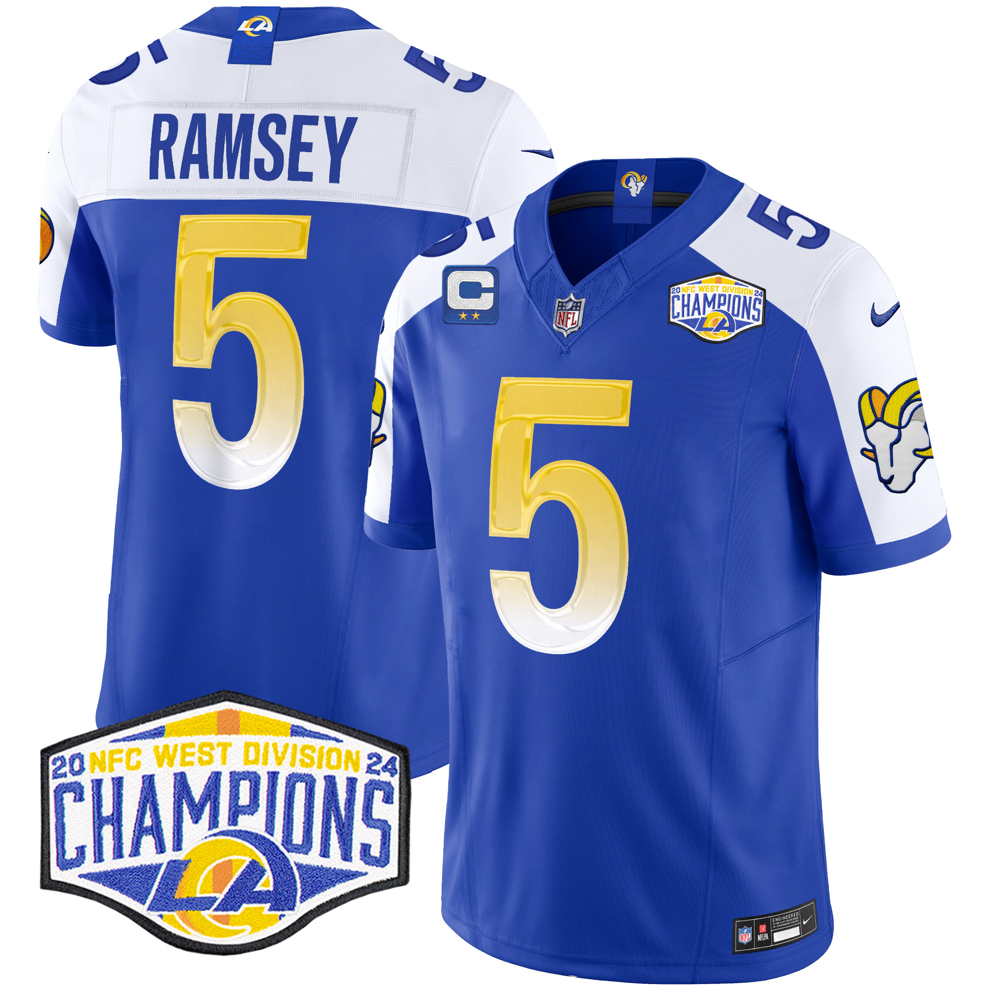 Men's Jalen Ramsey Los Angeles Rams 2024 NFC West Division Champions Vapor Limited Royal Alternate Jersey - All Stitched