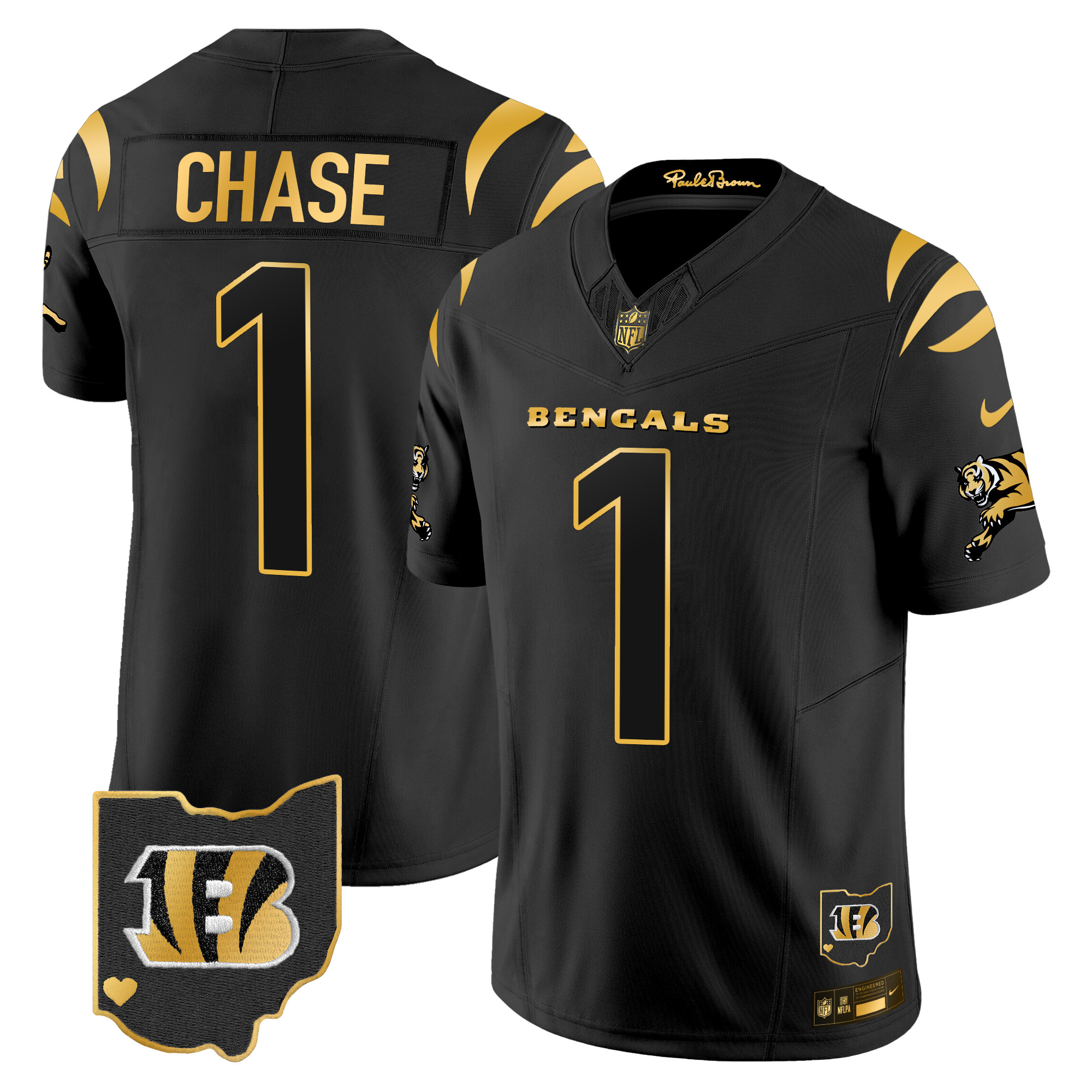 Men's Ja'Marr Chase Cincinnati Bengals 2024 Gold Vapor Limited Black Gold Jersey - All Stitched