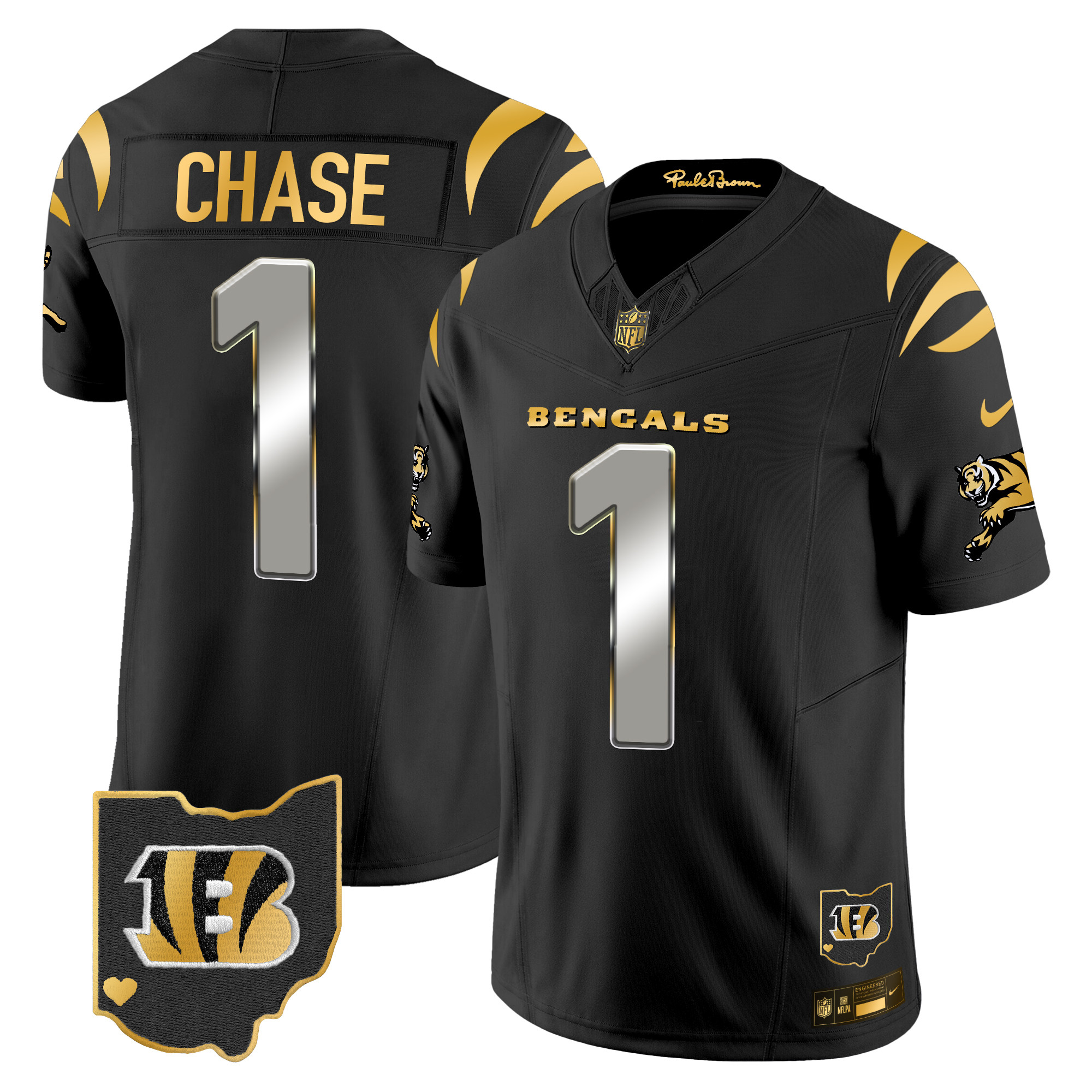 Men's Ja'Marr Chase Cincinnati Bengals 2024 Gold Vapor Limited Black Limited Jersey - All Stitched