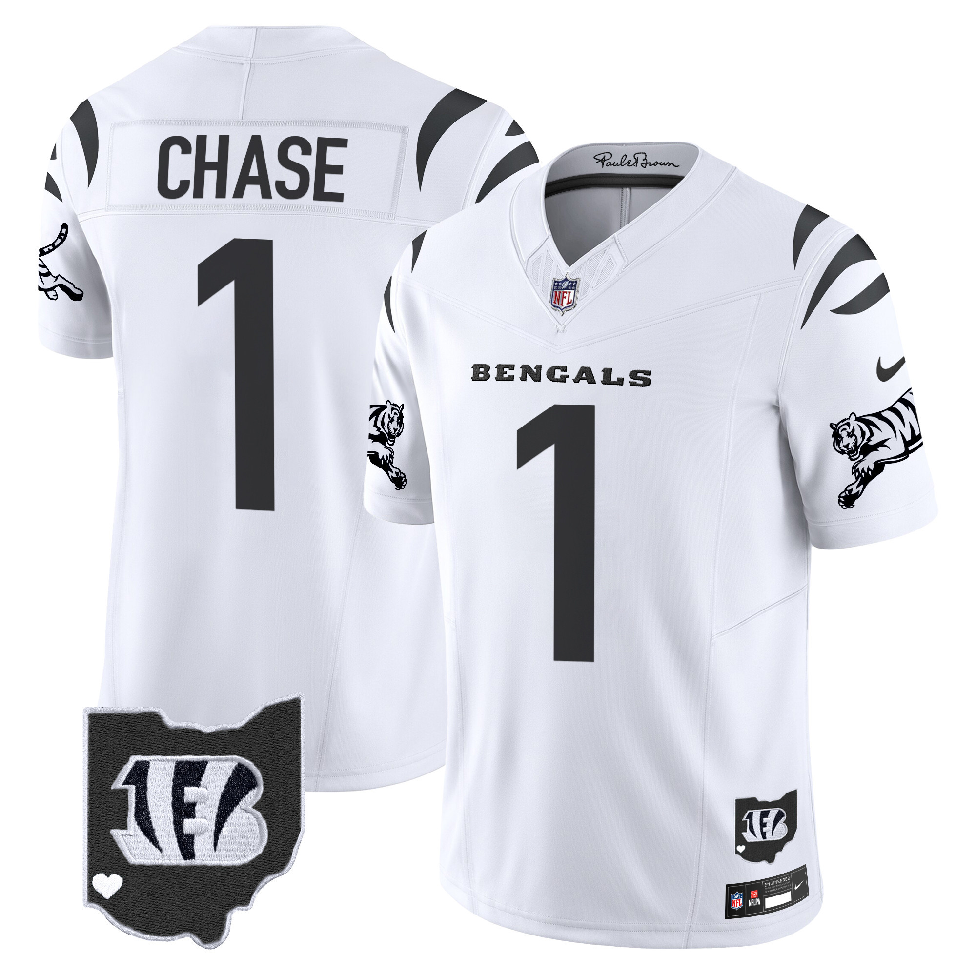 Men's Ja'Marr Chase Cincinnati Bengals 2024 Vapor Limited White Limited Jersey - All Stitched