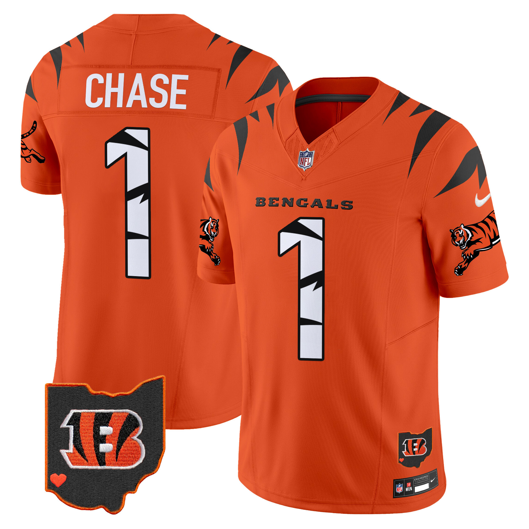 Men's Ja'Marr Chase Cincinnati Bengals Special Vapor Limited Orange Jersey - All Stitched
