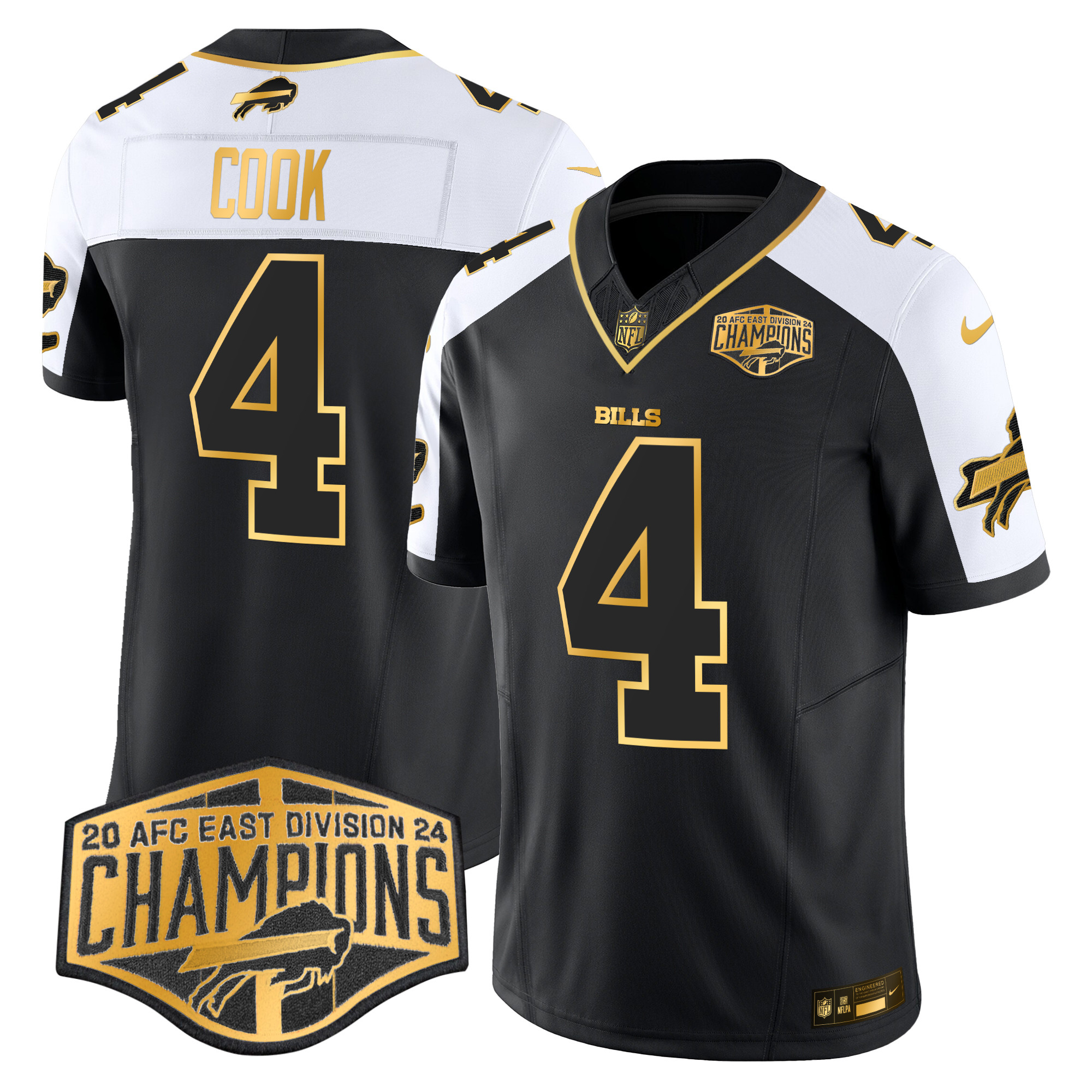 Men's James Cook Buffalo Bills 2024 AFC East Division Champions Gold Vapor Limited Alternate Jersey - All Stitched