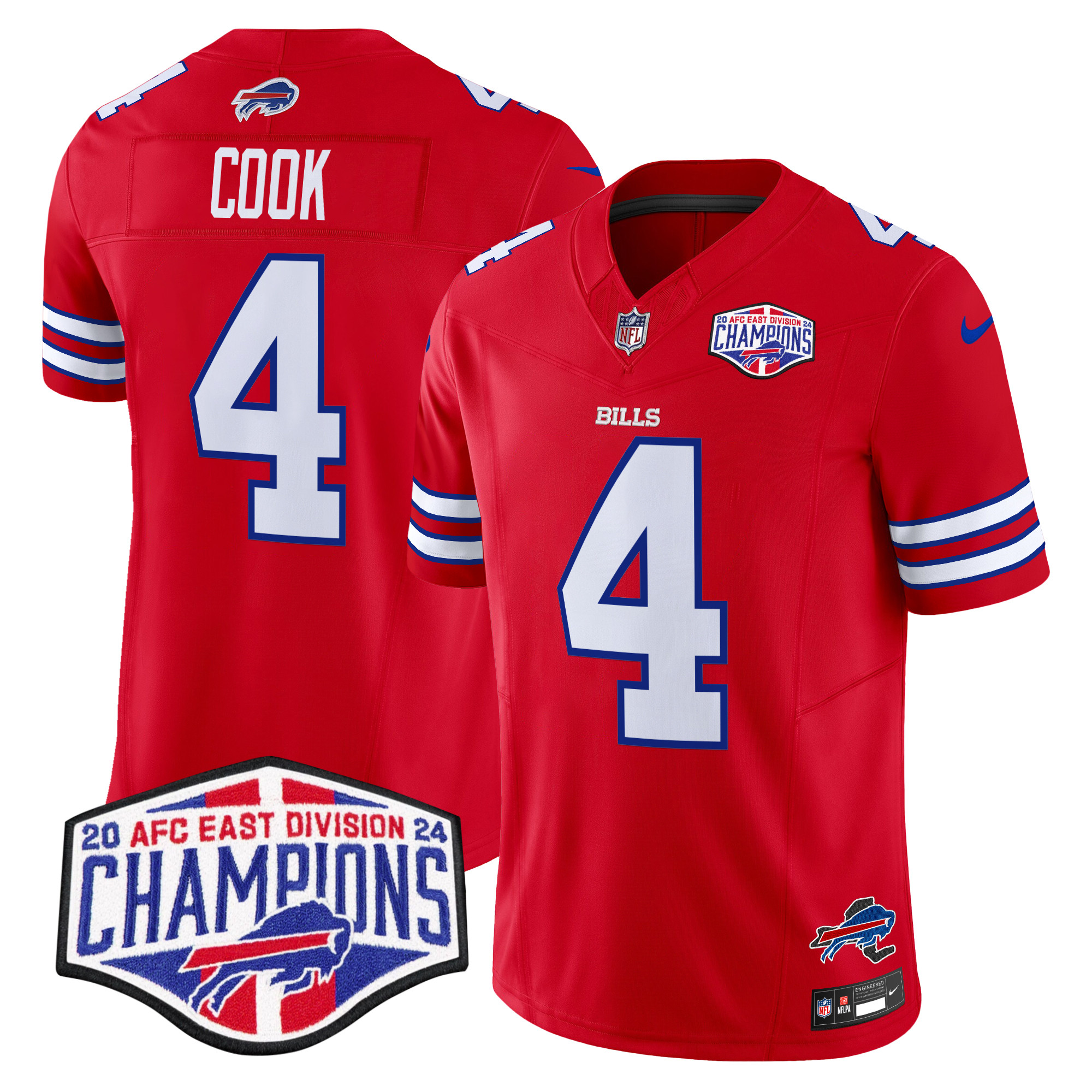 Men's James Cook Buffalo Bills 2024 AFC East Division Champions Vapor Limited Red Jersey - All Stitched