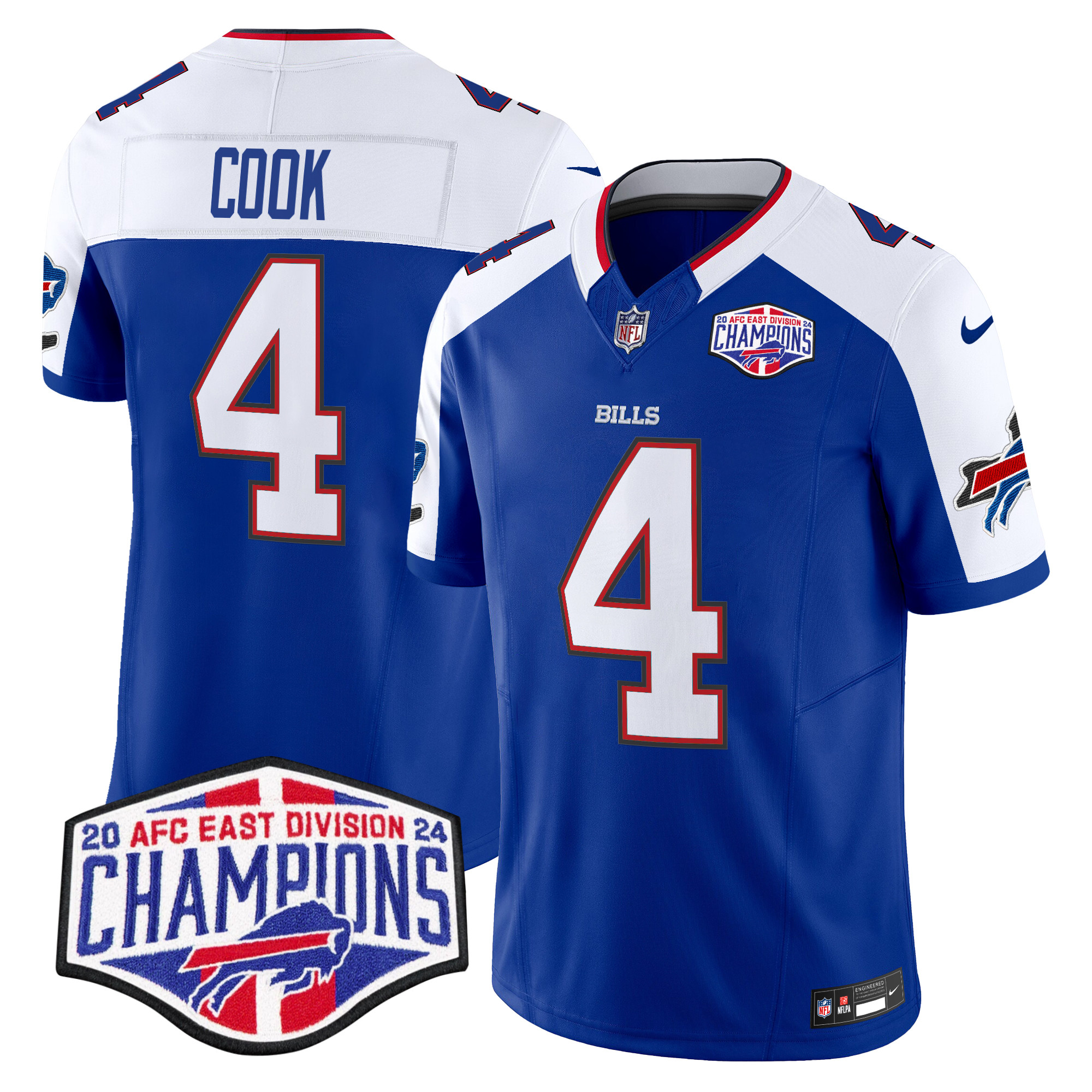 Men's James Cook Buffalo Bills 2024 AFC East Division Champions Vapor Limited Royal Alternate Jersey - All Stitched