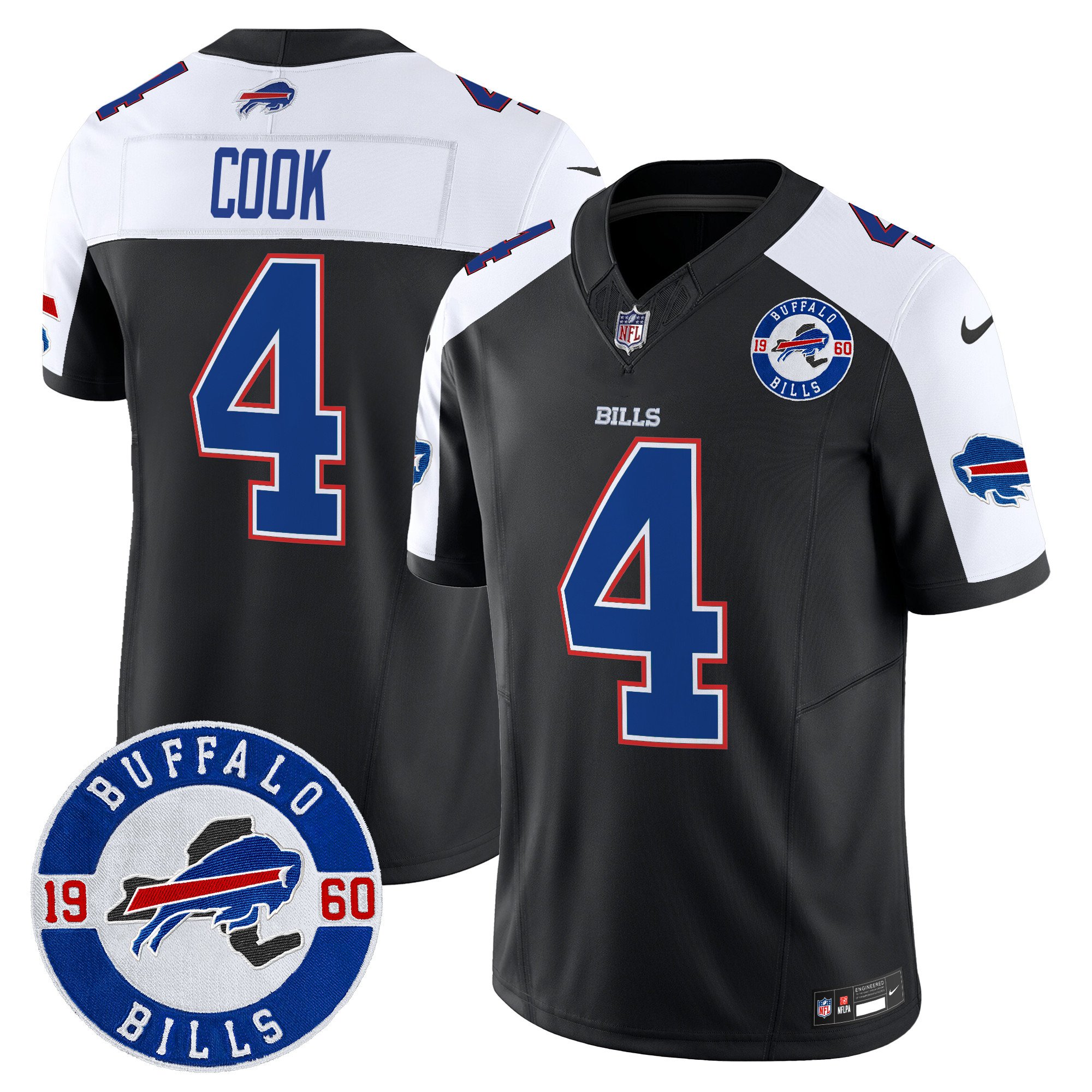 Men's James Cook Buffalo Bills 2024 Vapor Limited Black Alternate Jersey - All Stitched
