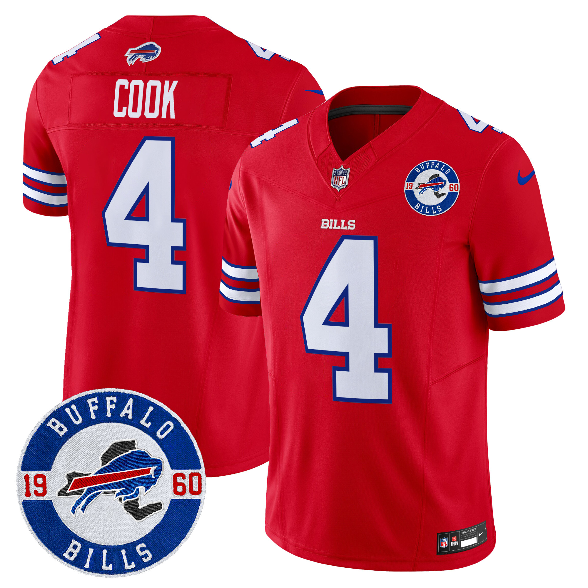 Men's James Cook Buffalo Bills 2024 Vapor Limited Red Jersey - All Stitched