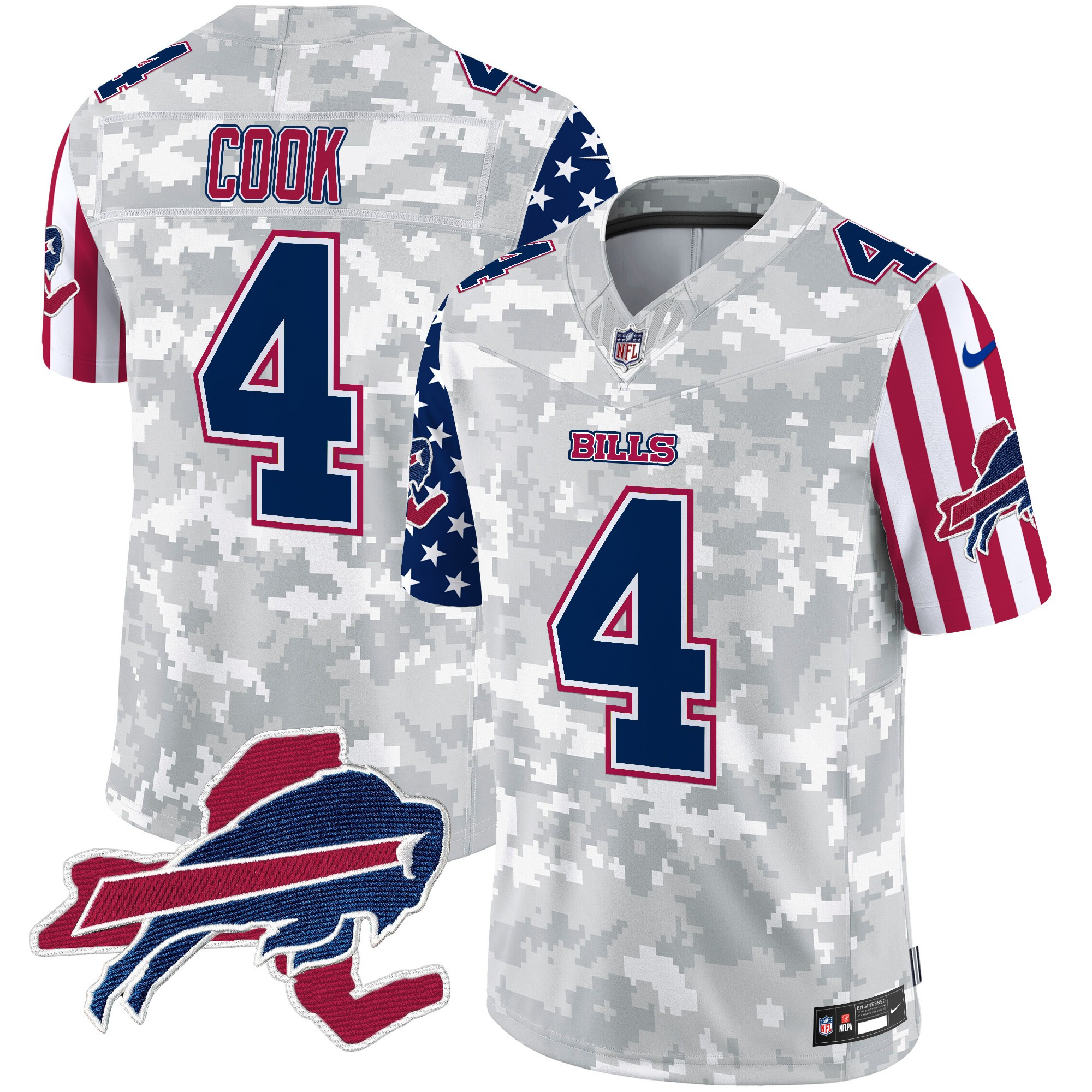 Men's James Cook Buffalo Bills American Style Vapor Limited Arctic Camo Jersey - All Stitched