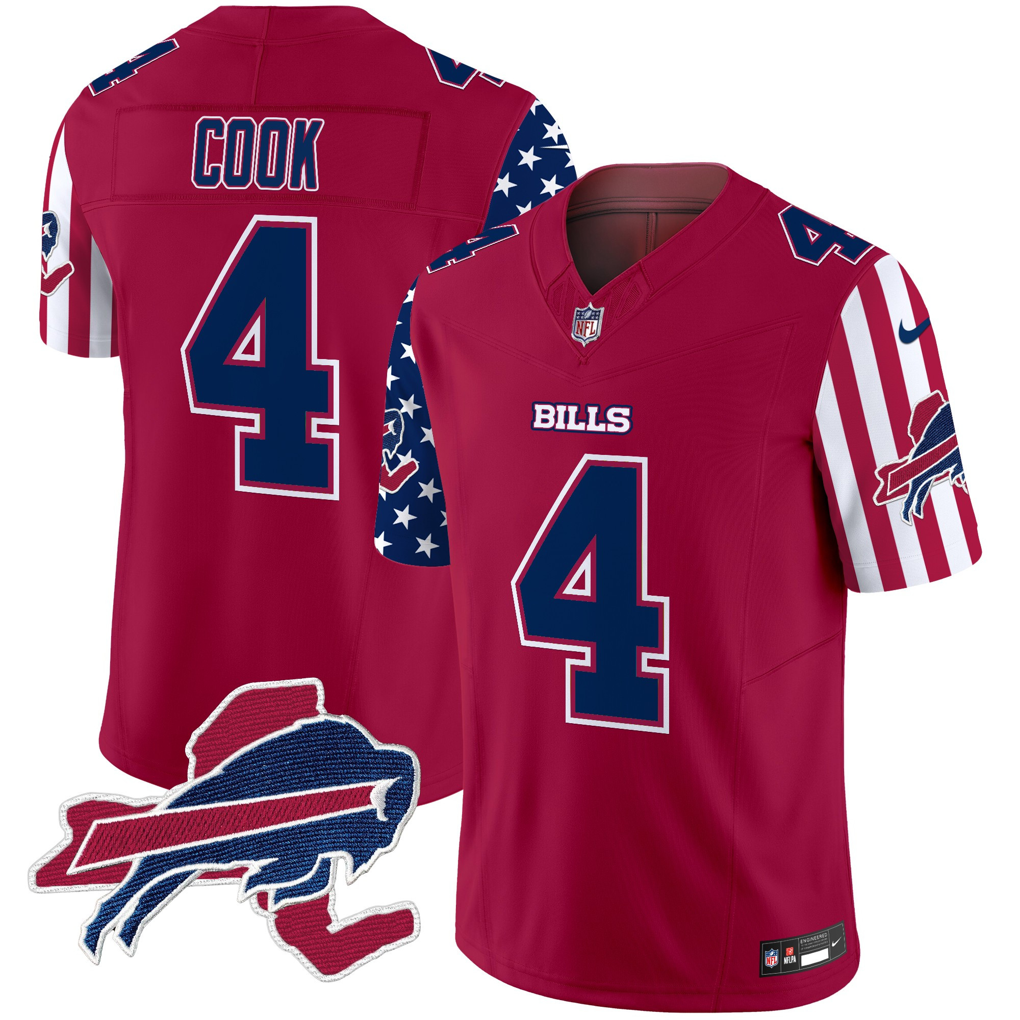 Men's James Cook Buffalo Bills American Style Vapor Limited Red Jersey - All Stitched