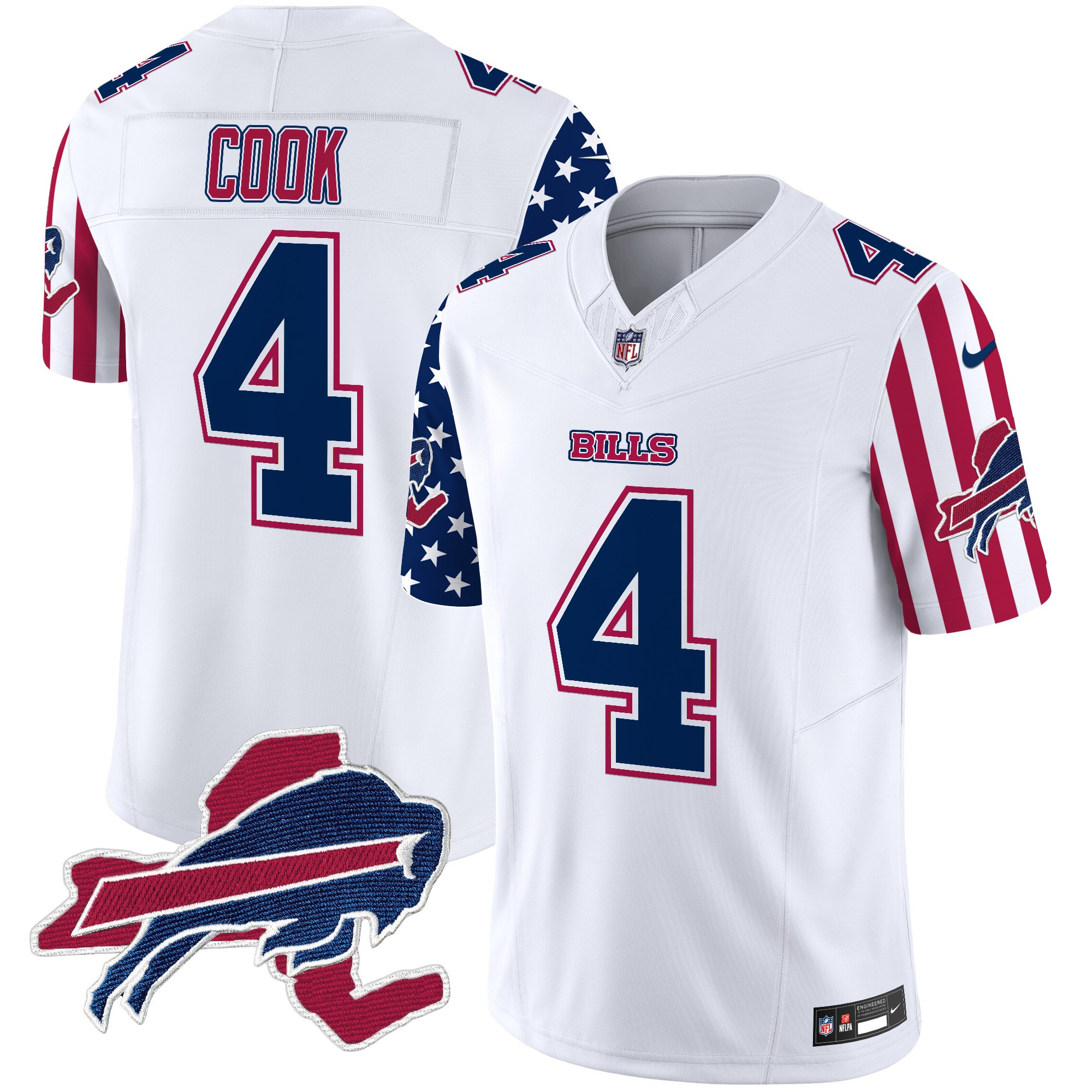 Men's James Cook Buffalo Bills American Style Vapor Limited White Jersey - All Stitched
