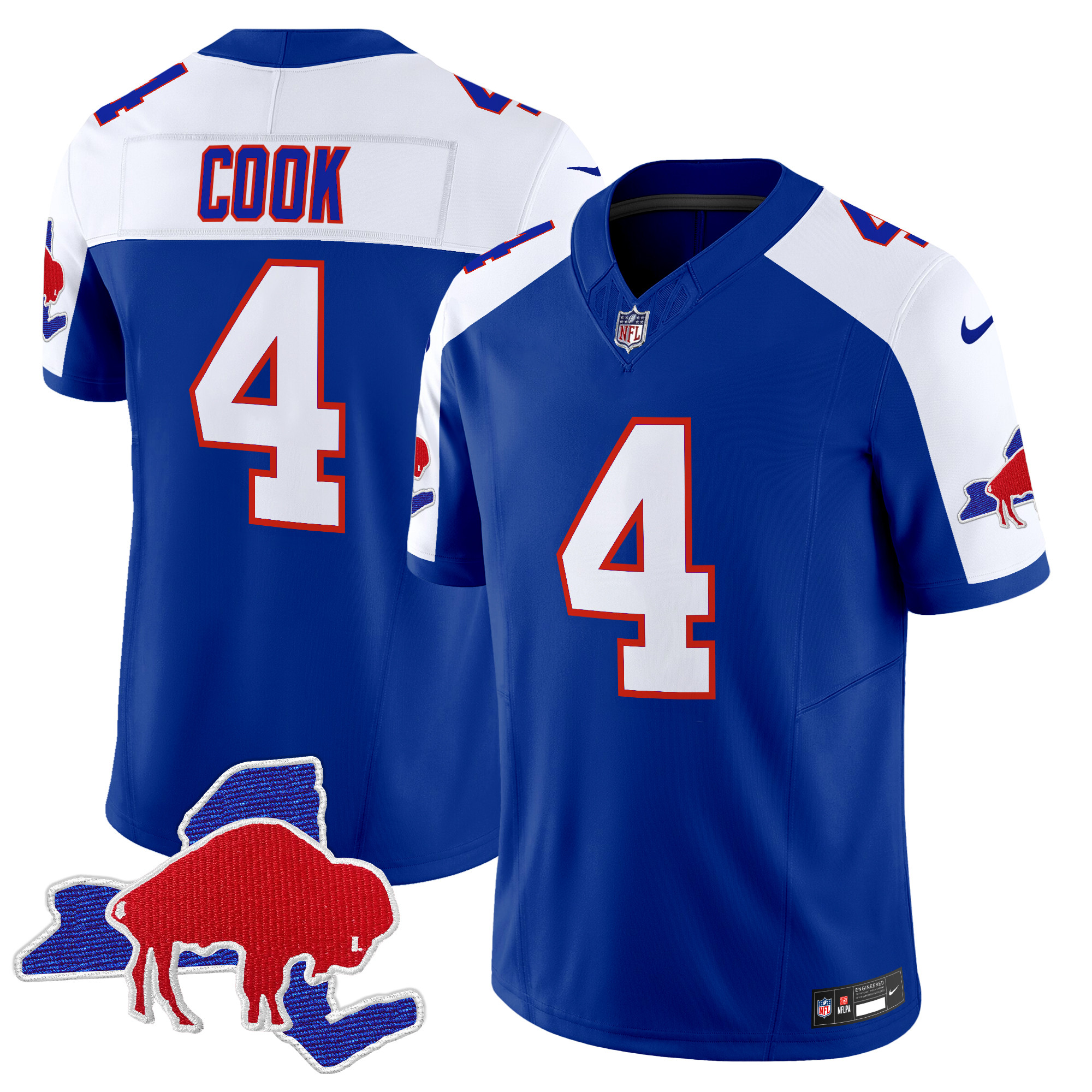 Men's James Cook Buffalo Bills Throwback 2024 Vapor Limited Royal Alternate Jersey - All Stitched