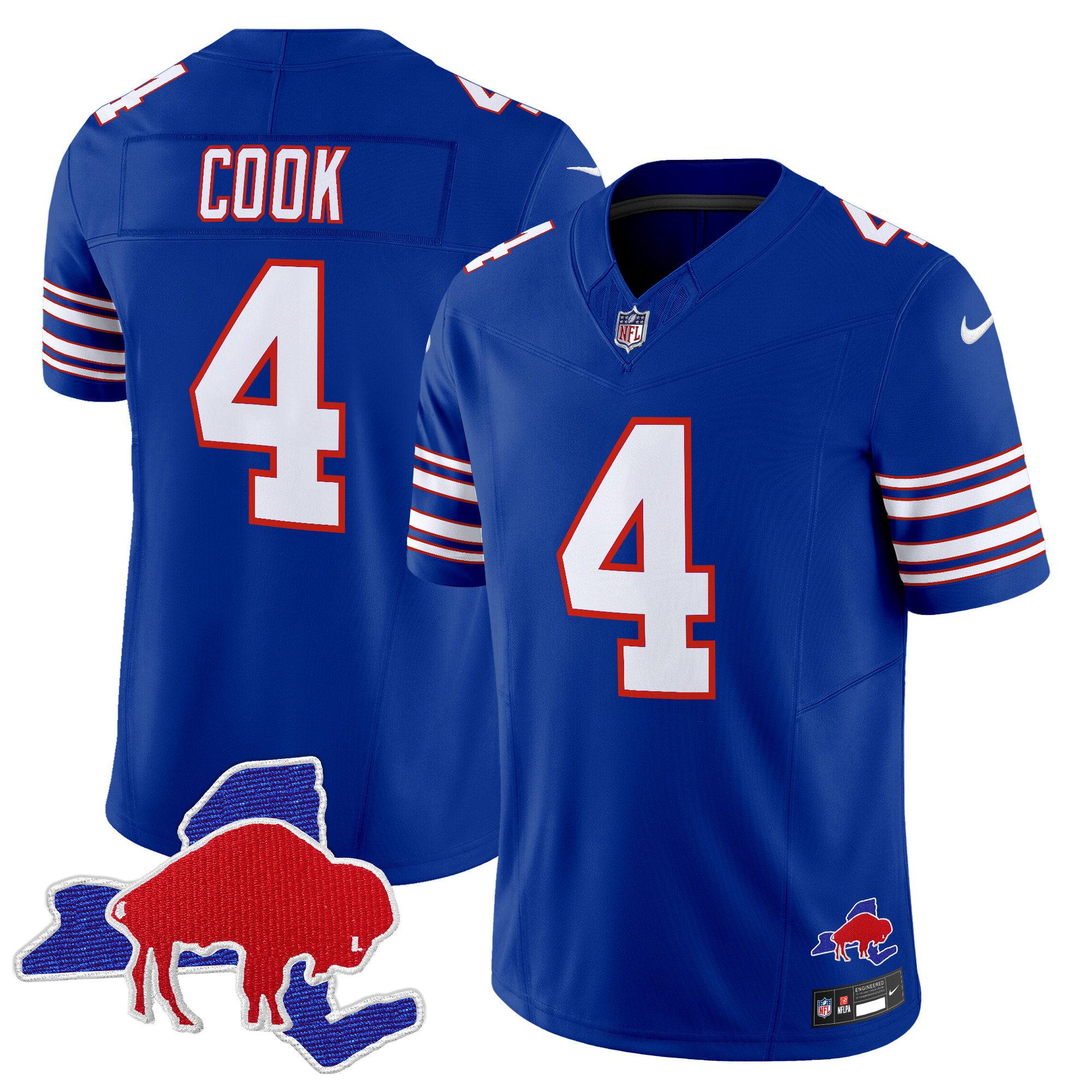 Men's James Cook Buffalo Bills Throwback 2024 Vapor Limited Royal Jersey - All Stitched