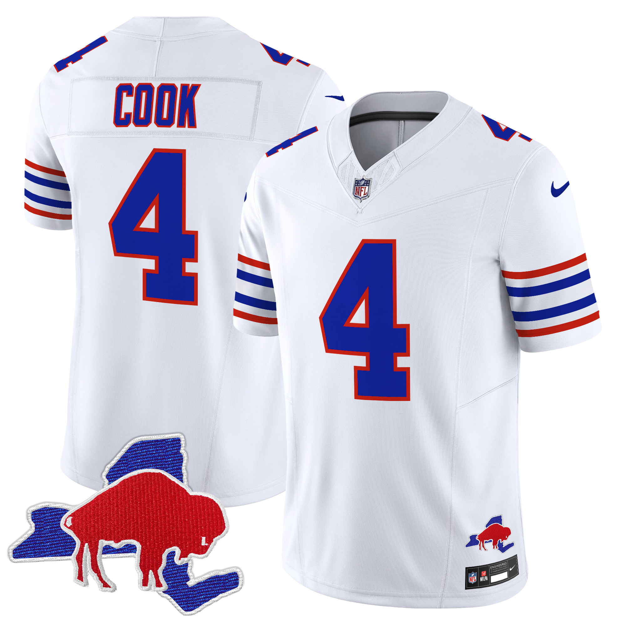 Men's James Cook Buffalo Bills Throwback 2024 Vapor Limited White Jersey - All Stitched