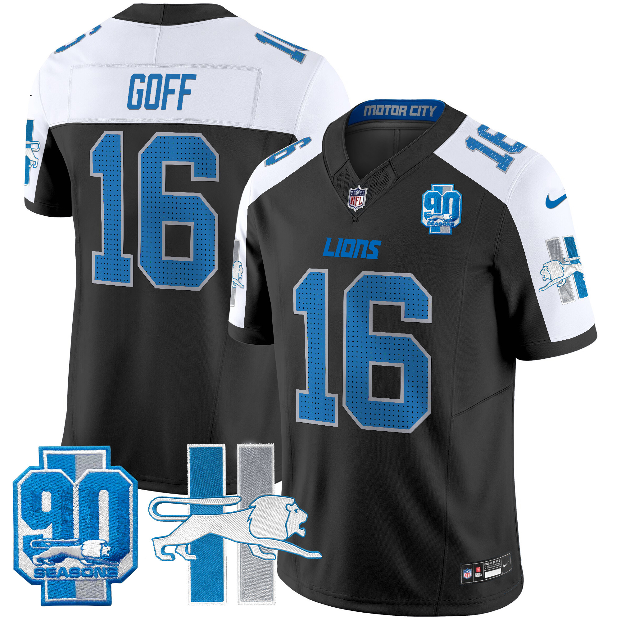 Men's Jared Goff Detroit Lions 1946 Throwback Vapor Limited Black Alternate Jersey - All Stitched
