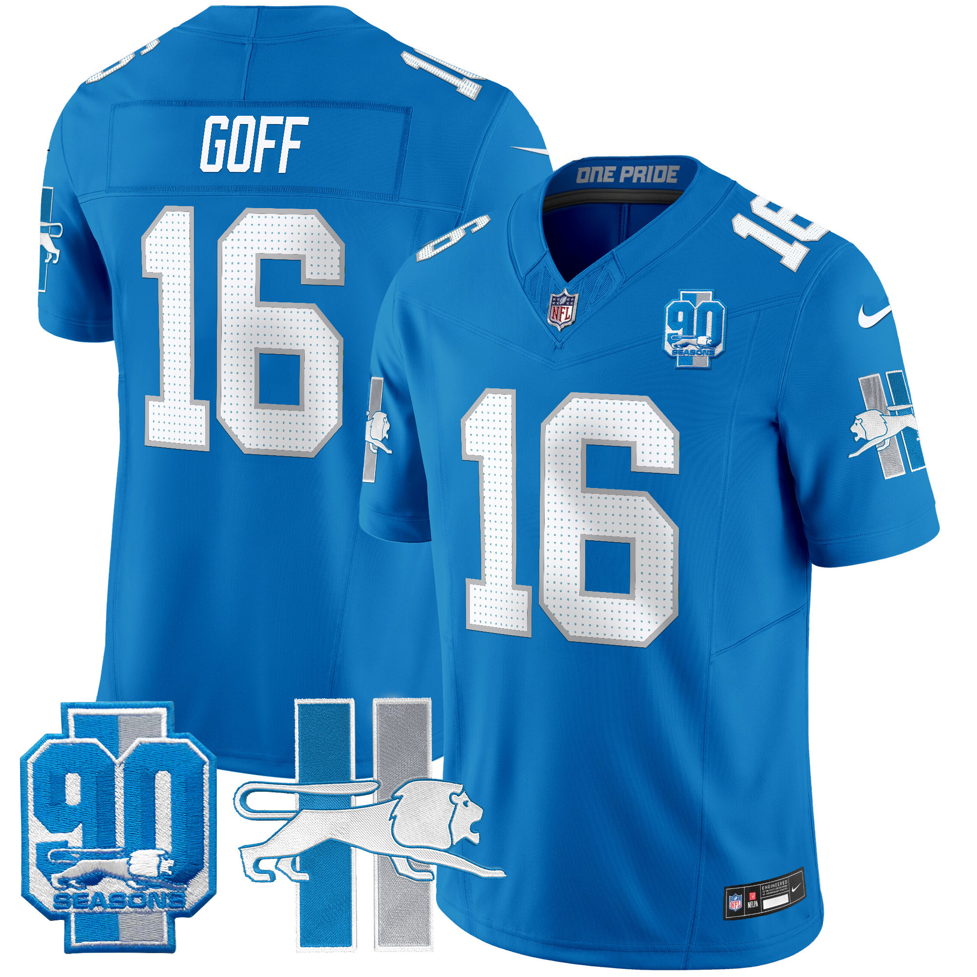 Men's Jared Goff Detroit Lions 1946 Throwback Vapor Limited Blue Jersey - All Stitched