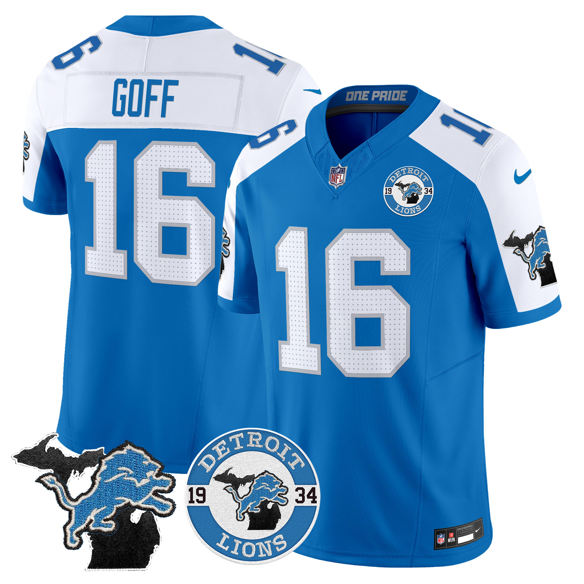 Men's Jared Goff Detroit Lions 2024 Vapor Limited Blue Alternate Jersey - All Stitched