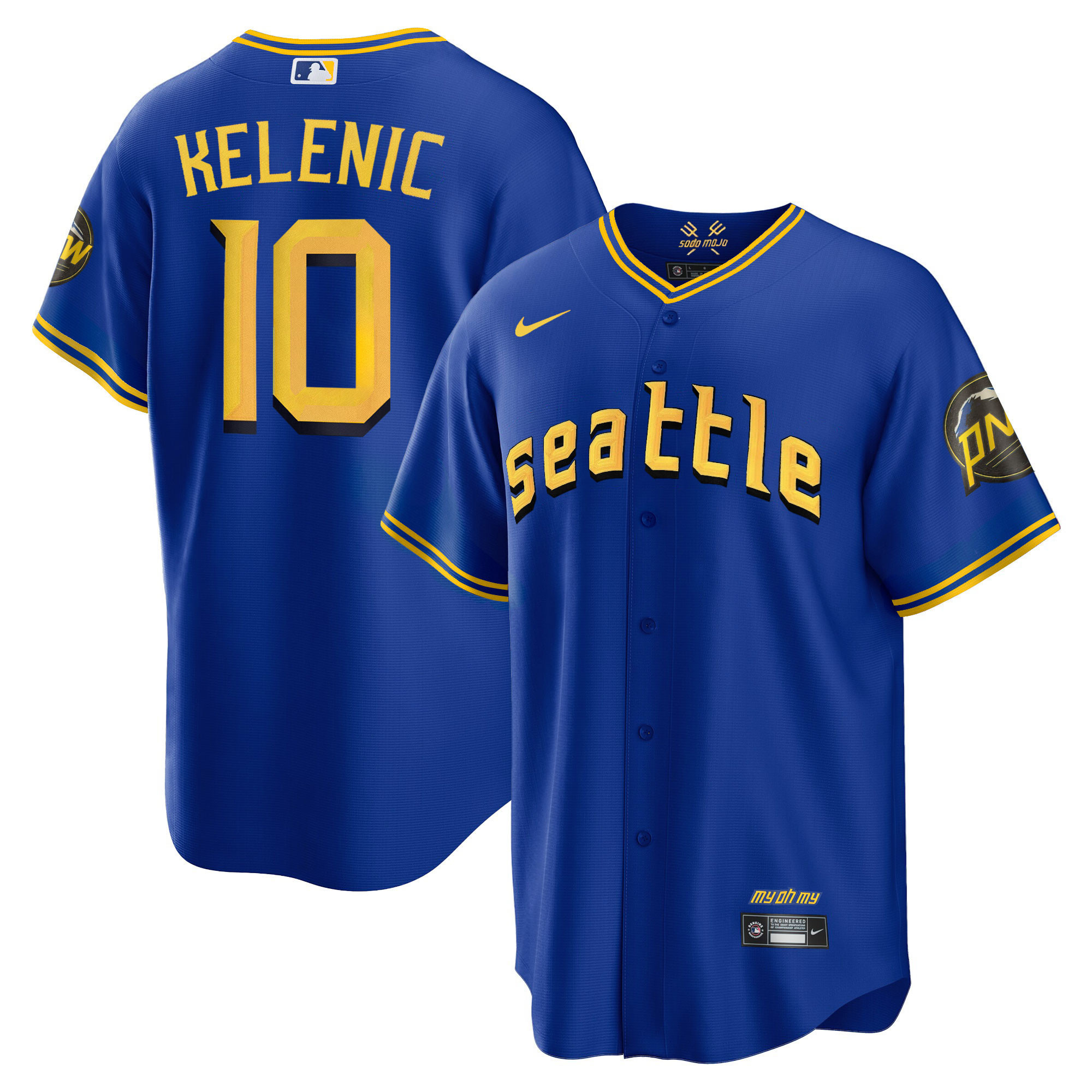 Men's Jarred Kelenic Seattle Mariners 2023 City Connect Edition Cool Base Jersey - All Stitched