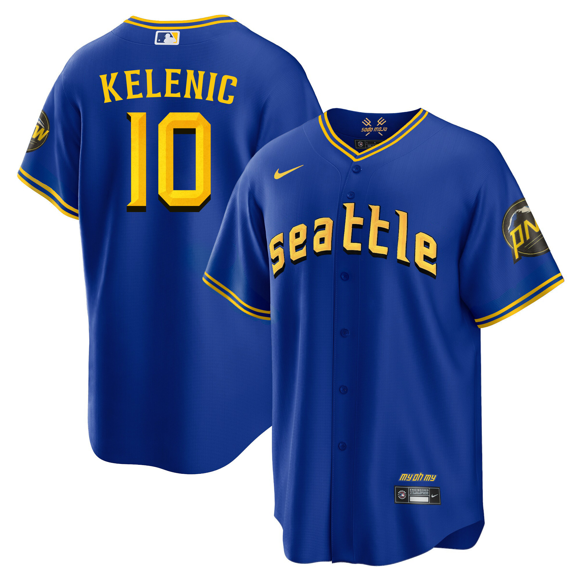 Men's Jarred Kelenic Seattle Mariners 2023 City Connect Fan Made Edition Cool Base Jersey - All Stitched