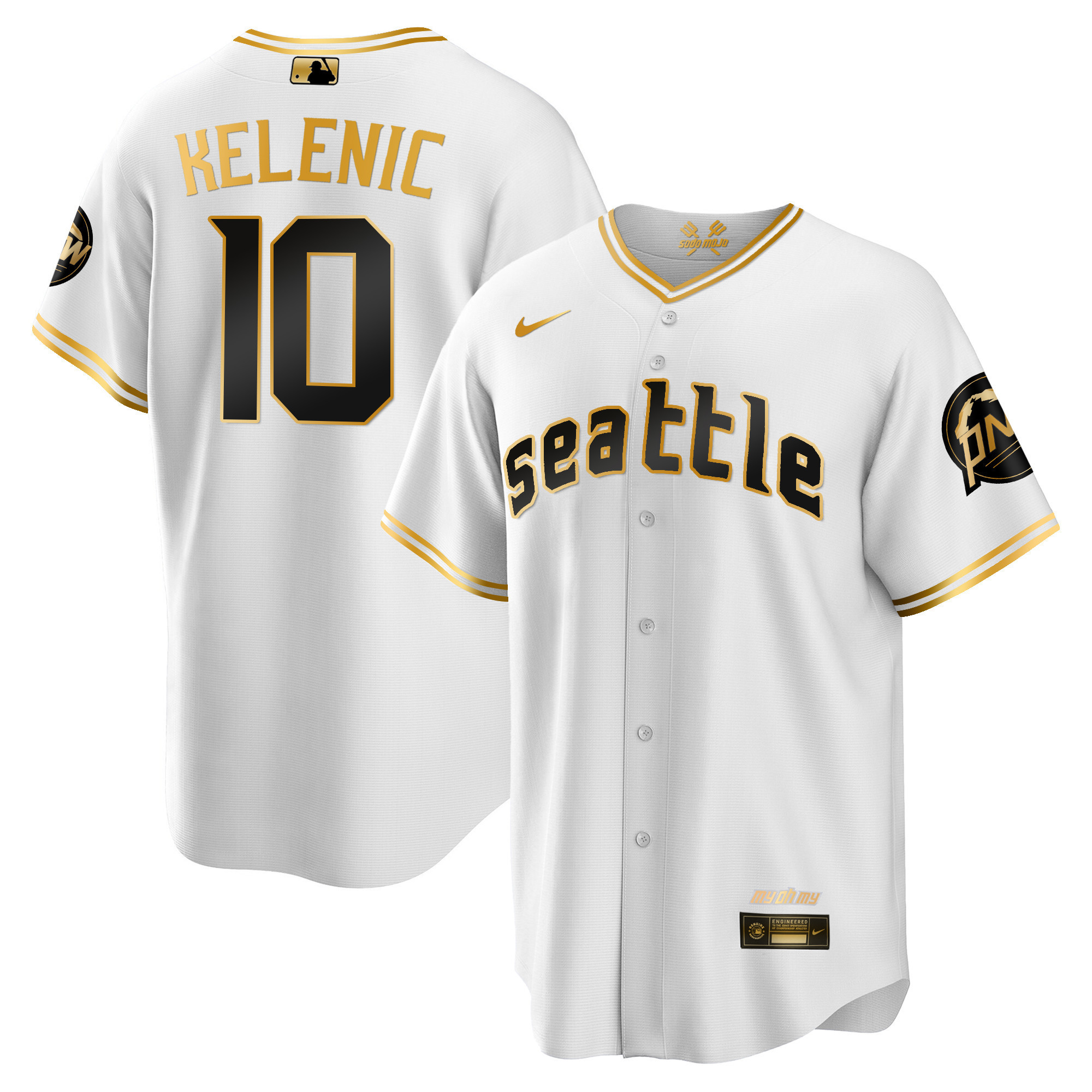 Men's Jarred Kelenic Seattle Mariners 2023 City Connect Gold Cool White Gold Jersey - All Stitched